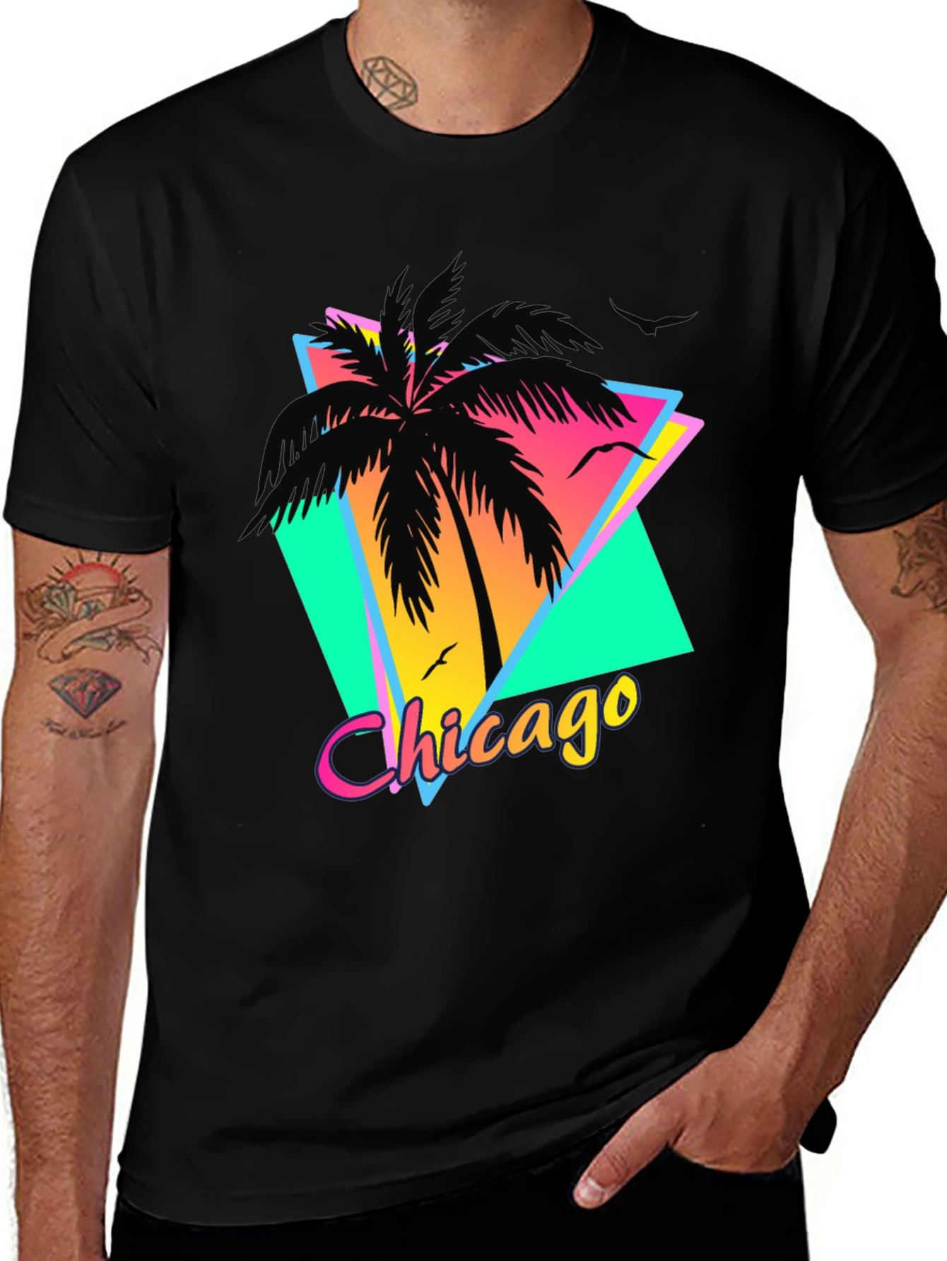 Variant 14 of Retro Chicago Palm Tree T-Shirt