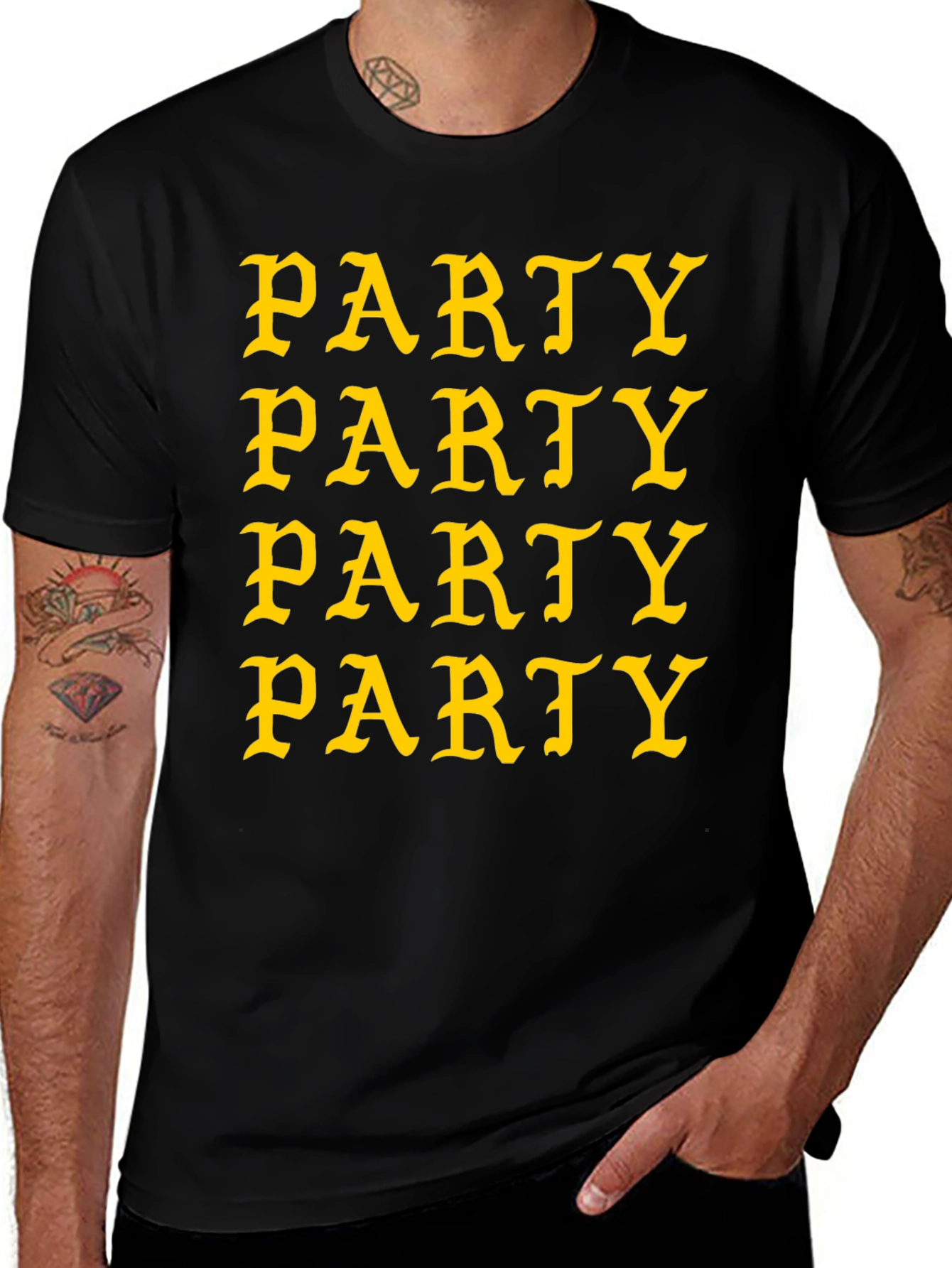 Variant 13 of Party Tee - Bold Graphic Print Black T-Shirt