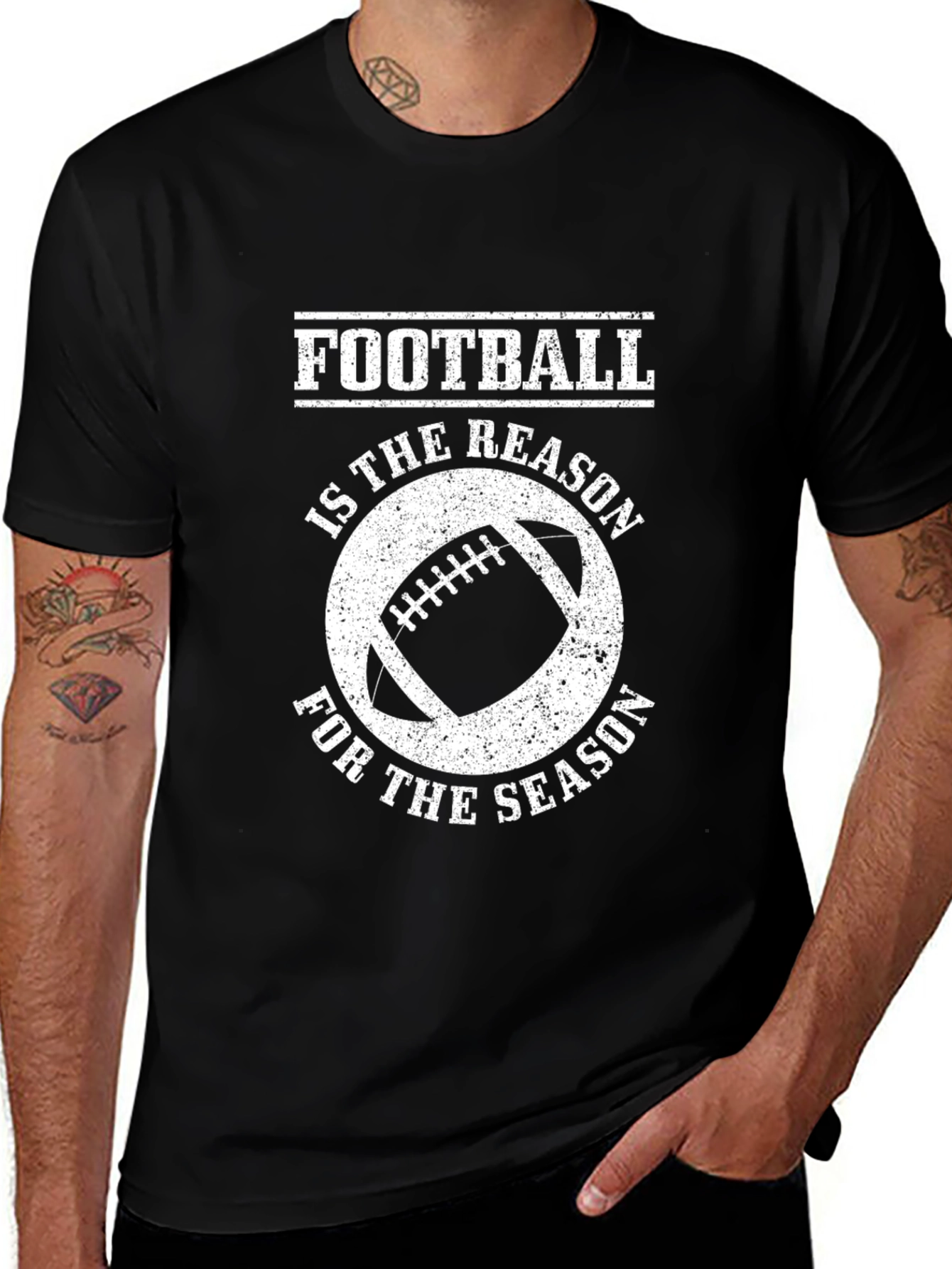 Variant 11 of Football Season Graphic Tee - Black Cotton Shirt