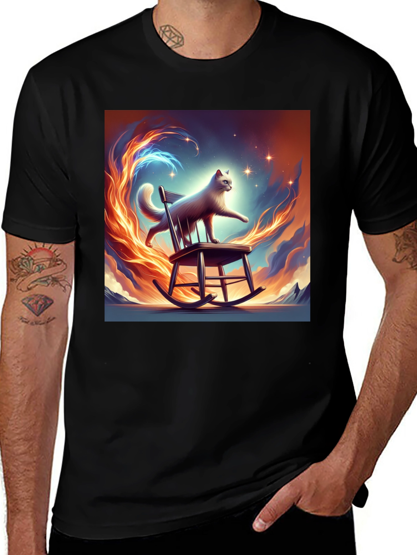 Variant 17 of Cat on Rocking Chair Graphic Tee