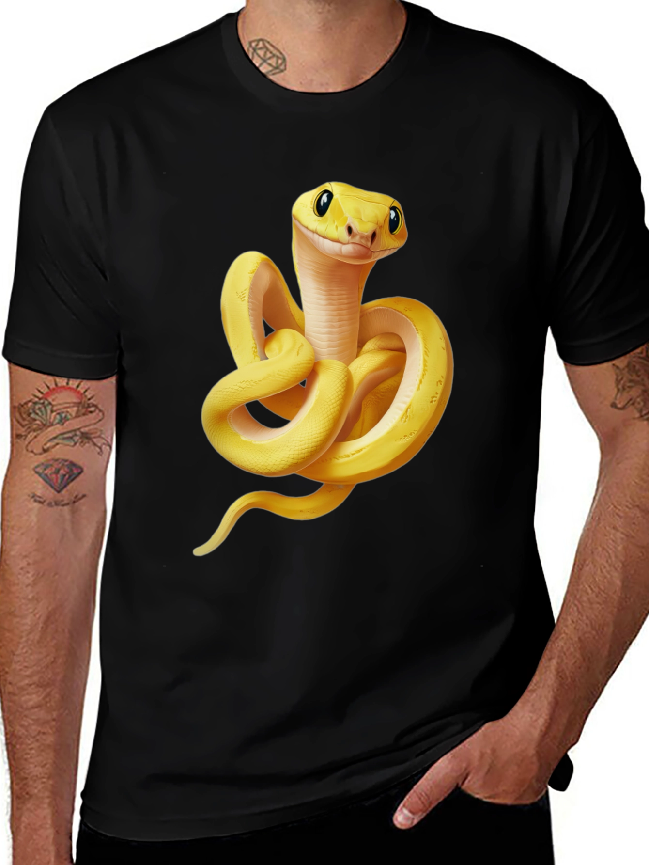 Variant 26 of Cool Snake Graphic T-Shirt - Black Cotton Tee