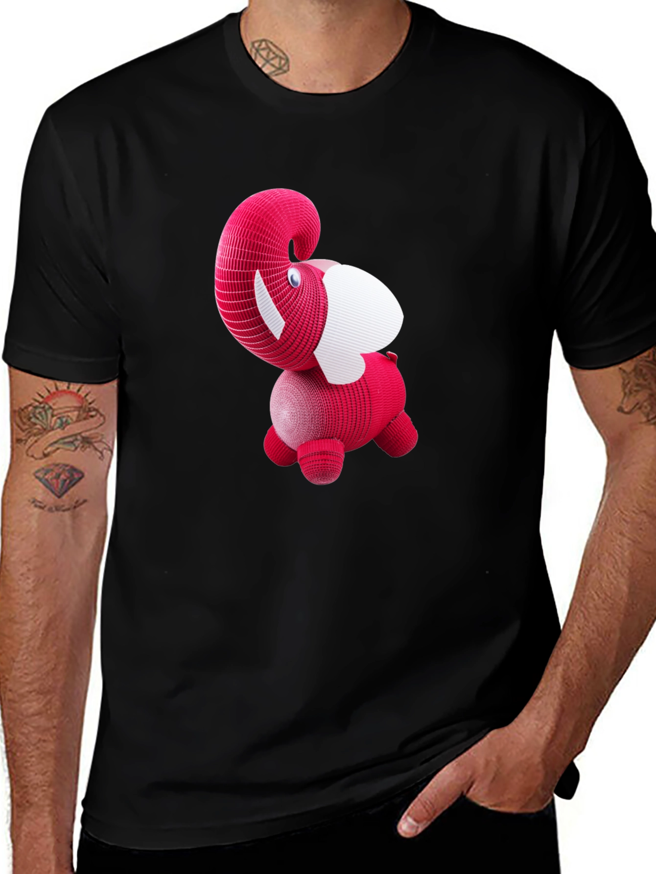 Variant 7 of Elephant T-Shirt - Pink Woven Design