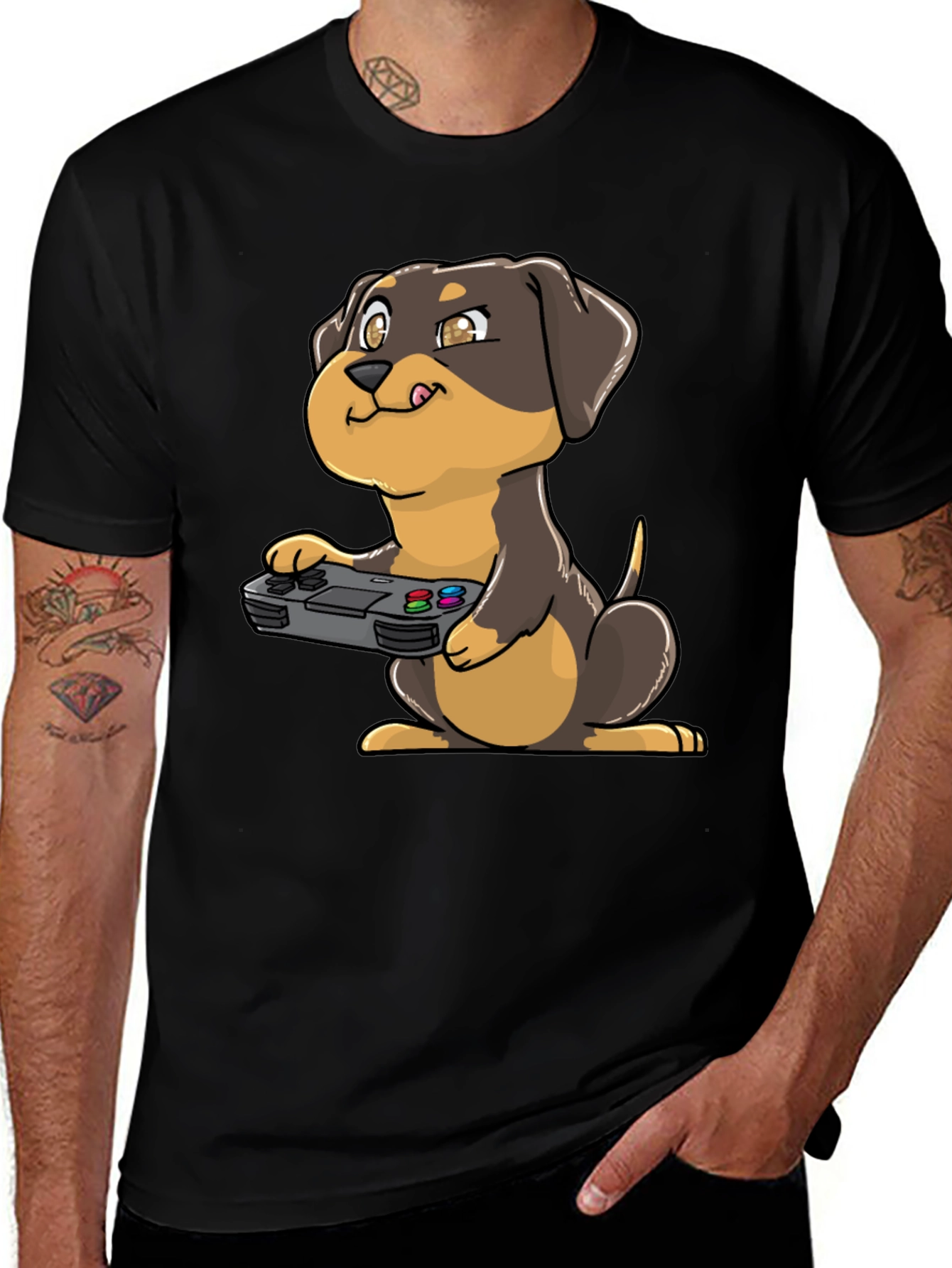 Variant 15 of Gamer Dog Graphic Tee - Black Cotton T-Shirt