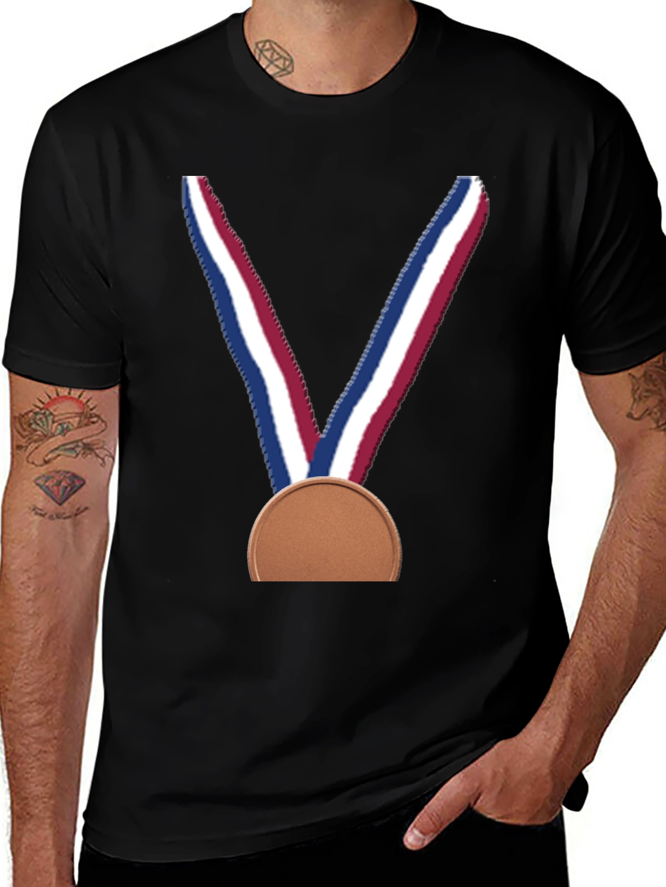 Variant 23 of Bronze Medal Graphic Tee - Casual Black T-Shirt
