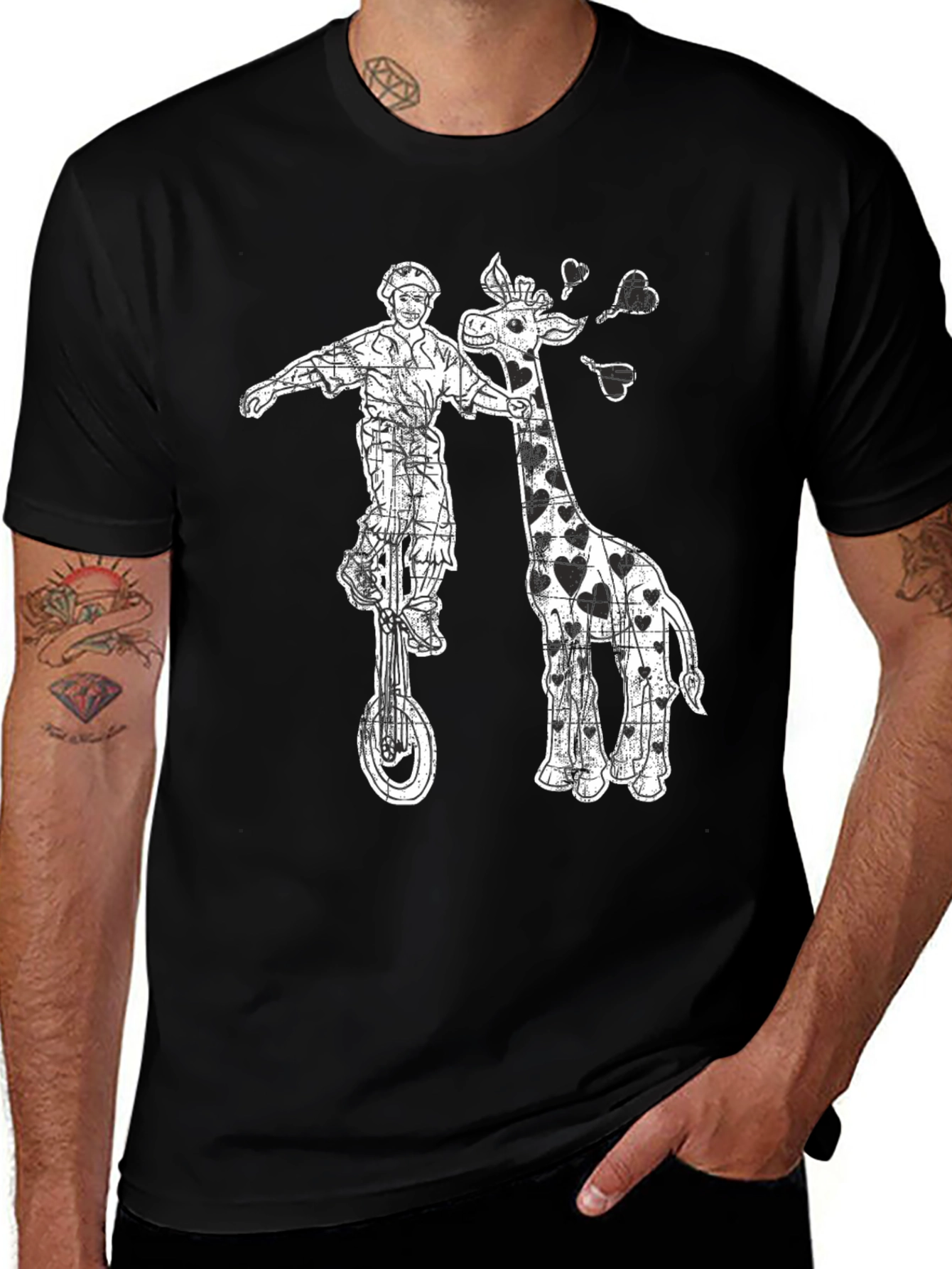 Variant 7 of Unicycle Giraffe Heart Tee