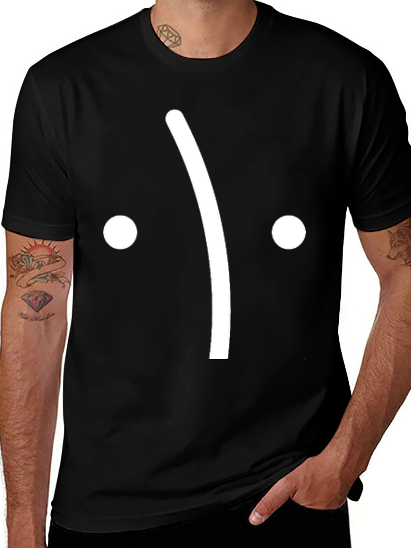 Variant 21 of Sad Face Graphic Tee - Black Cotton T-Shirt