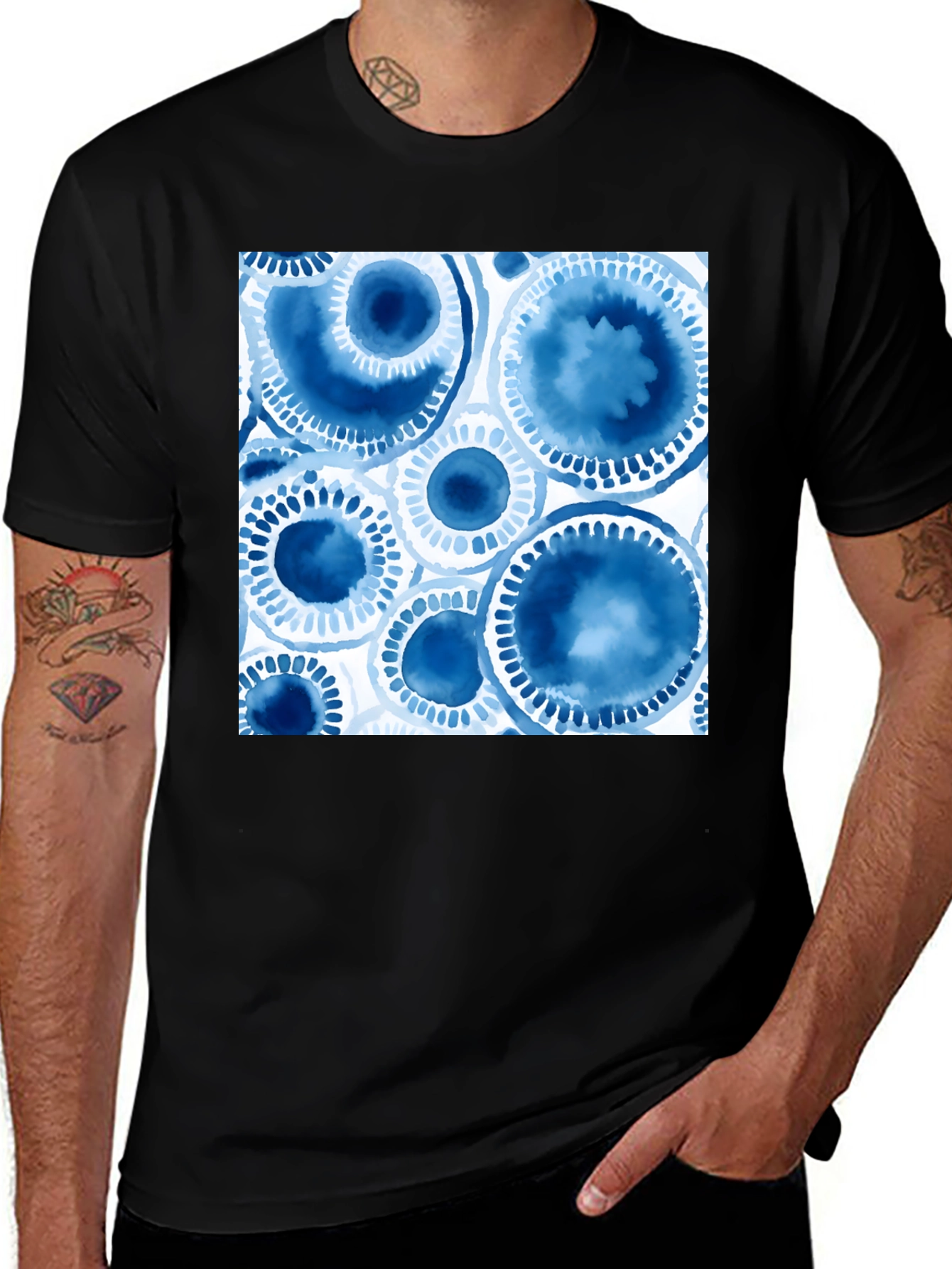 Variant 2 of Abstract Blue Circles Graphic T-Shirt