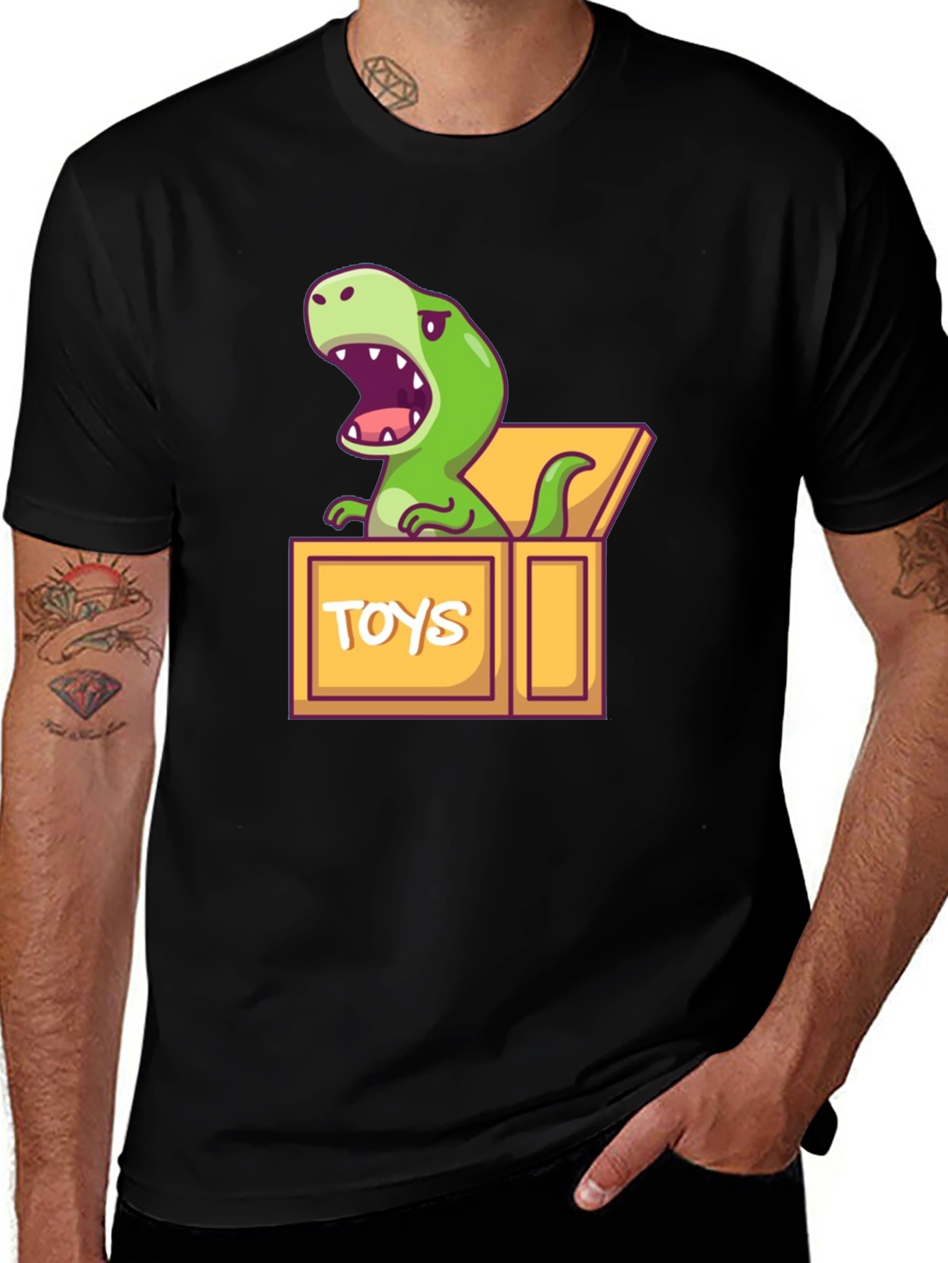 Variant 30 of Cartoon Dinosaur in Toy Box Graphic Tee