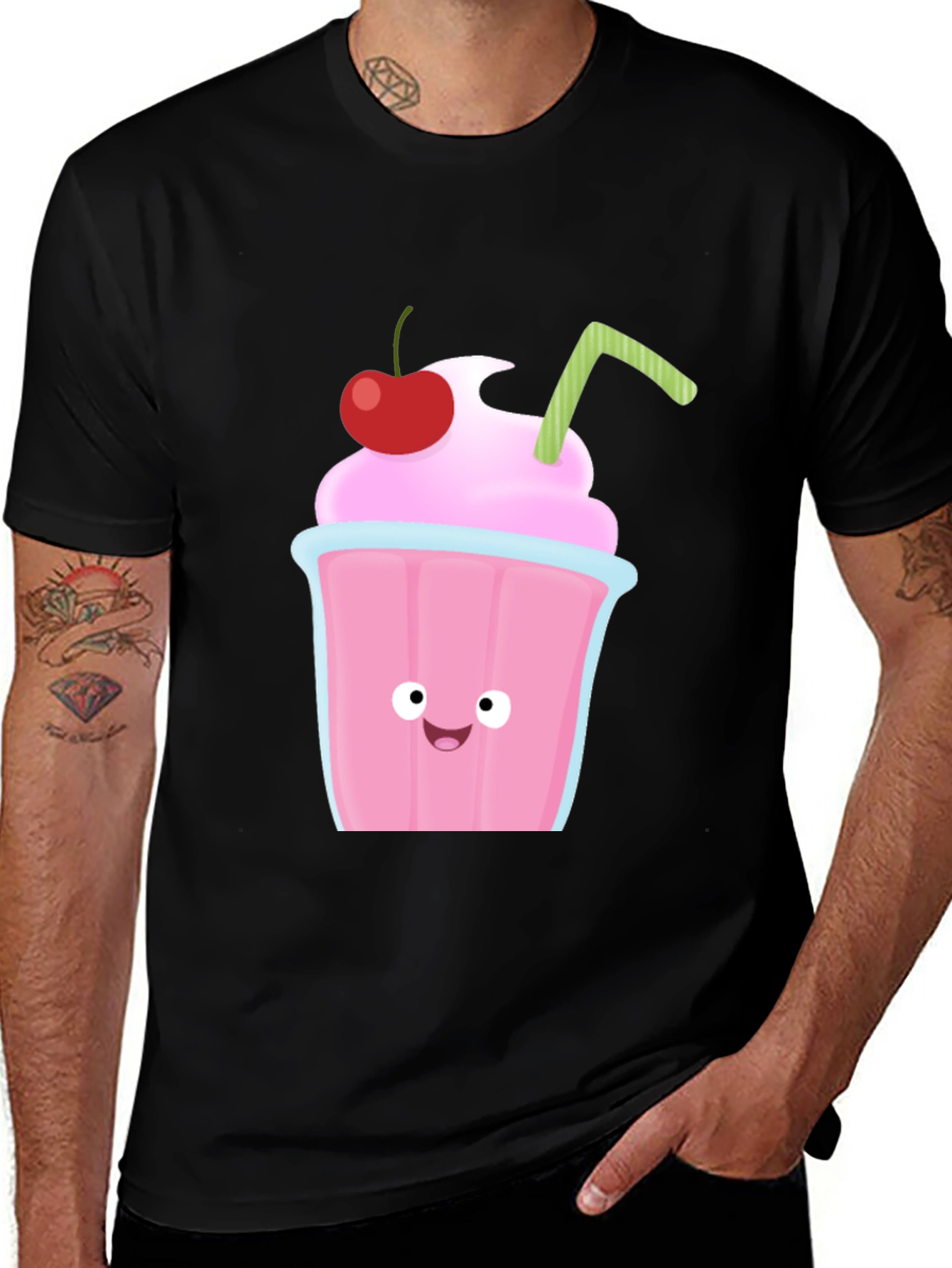 Cartoon Milkshake Graphic T-Shirt - Fun & Stylish