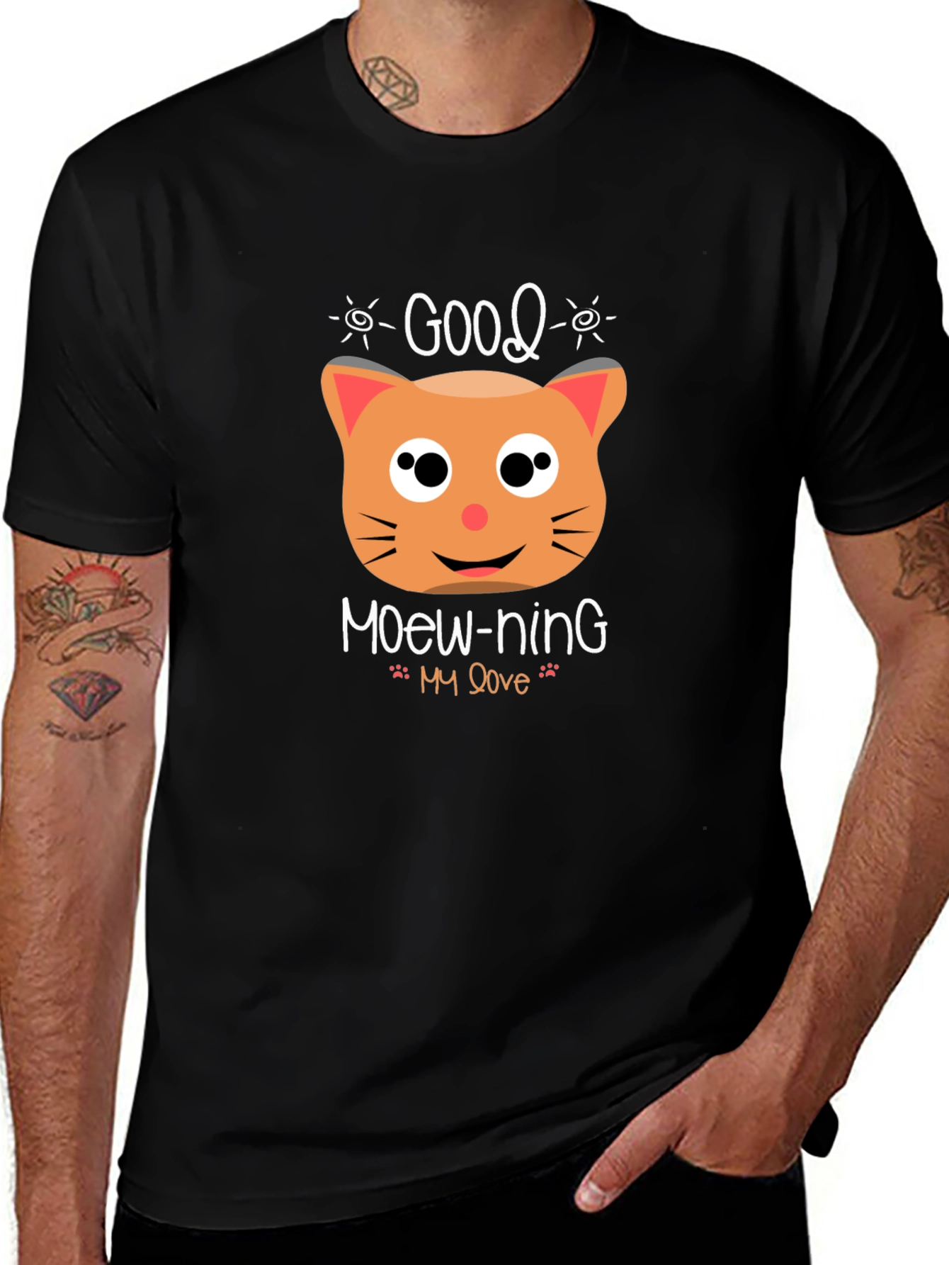 Variant 19 of Good Moew-ning Cat Graphic T-Shirt