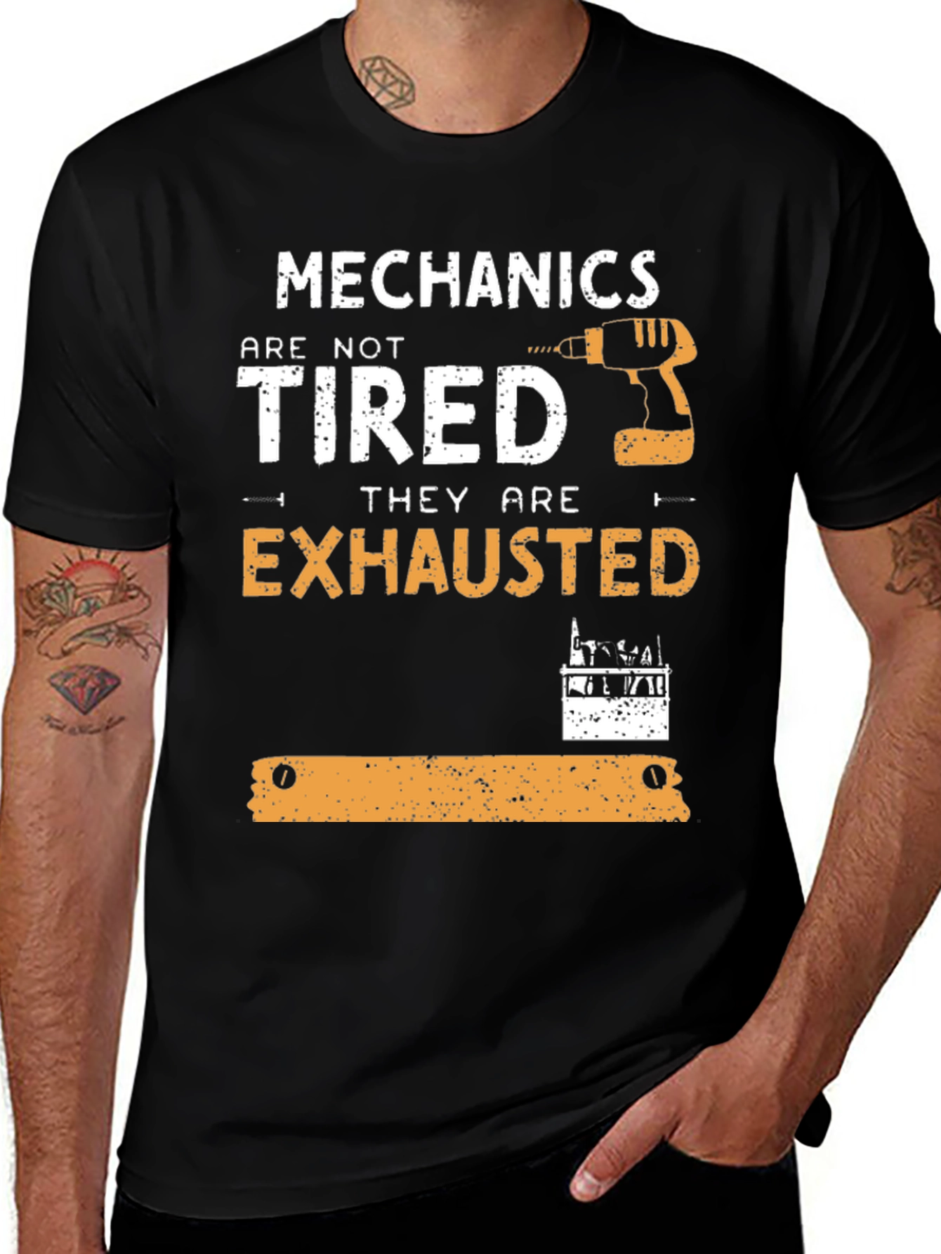 Variant 27 of Mechanic Exhausted Graphic Tee - Black