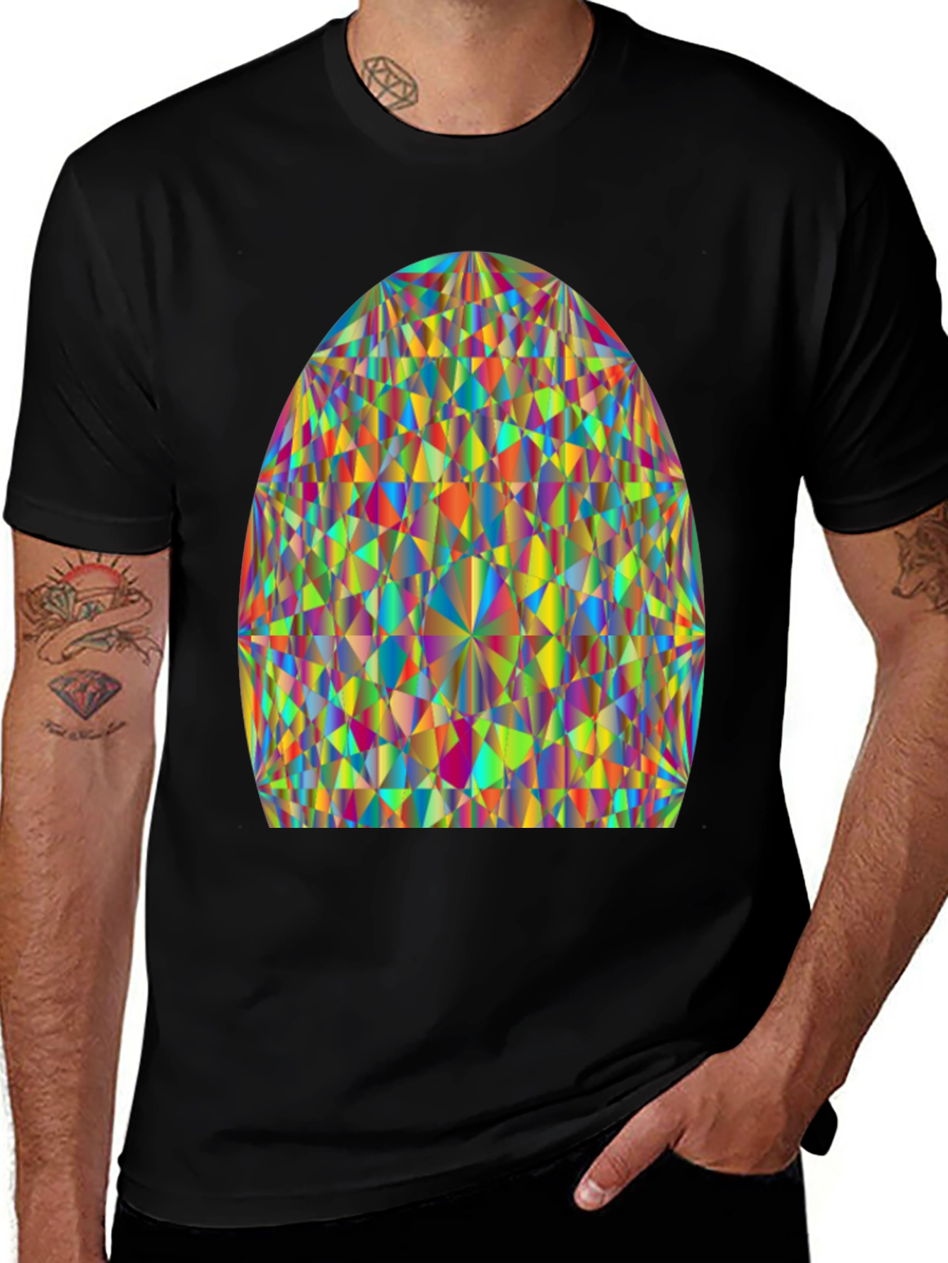 Variant 3 of Prism Pattern Black Tee - Geometric Art Shirt