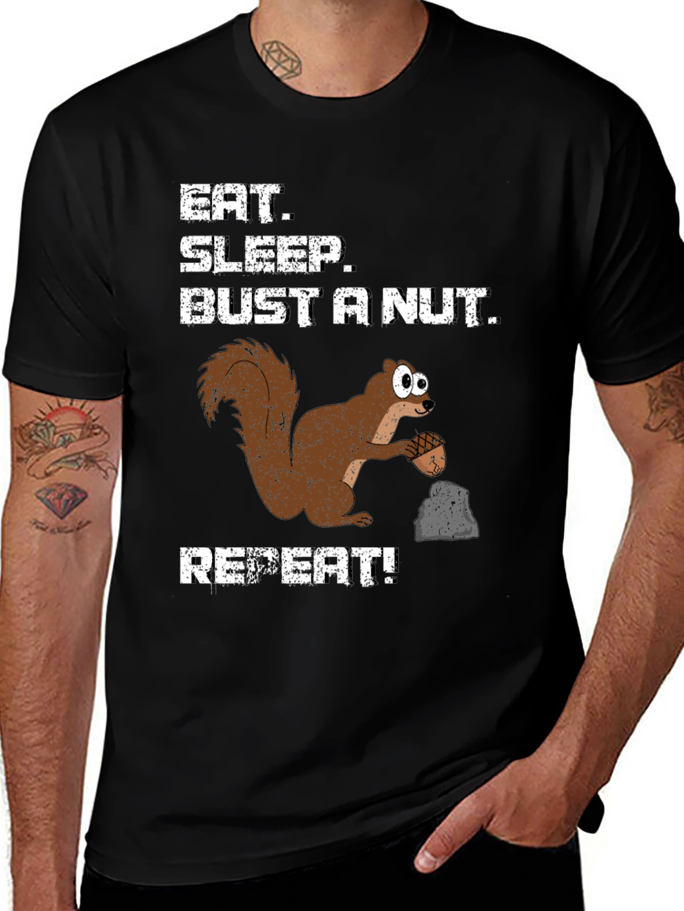 Variant 22 of Eat Sleep Bust a Nut Squirrel T-Shirt Funny Humor Tee
