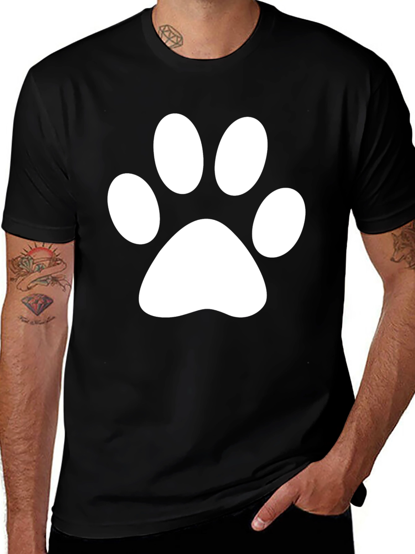 Variant 10 of Paw Print Tee - Classic Crew Neck T-Shirt
