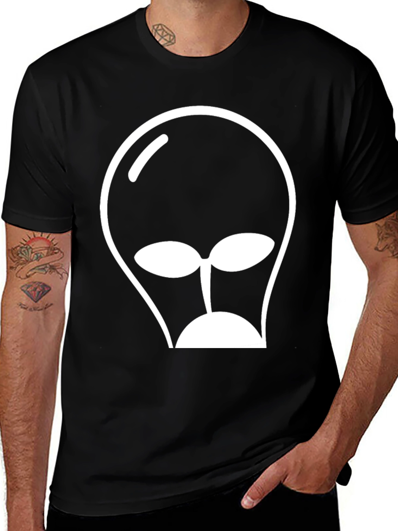 Variant 6 of Alien Head Graphic Tee - Black T-Shirt