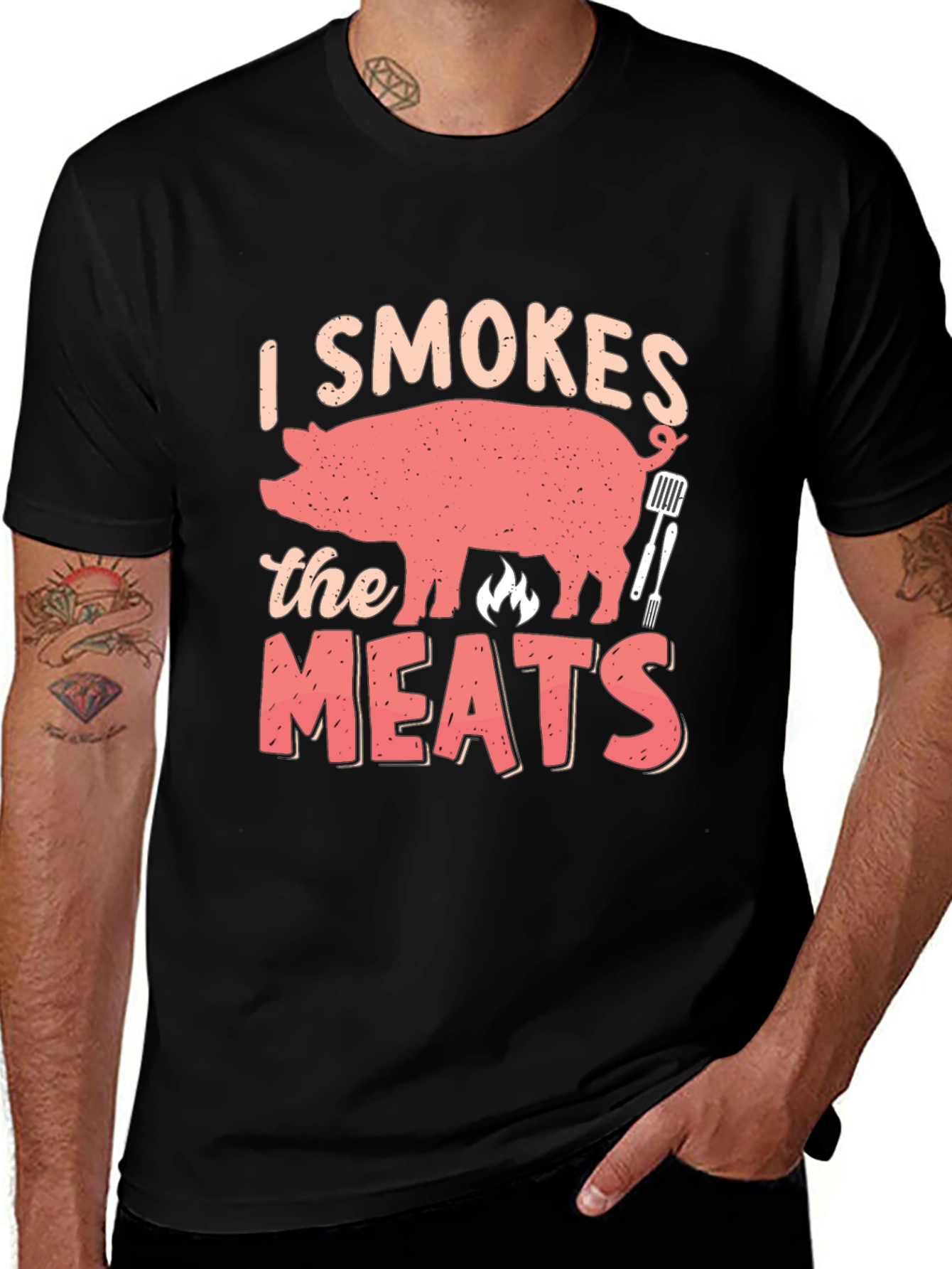 Variant 10 of I Smoke The Meats T-Shirt - BBQ Smoker Pig Tee