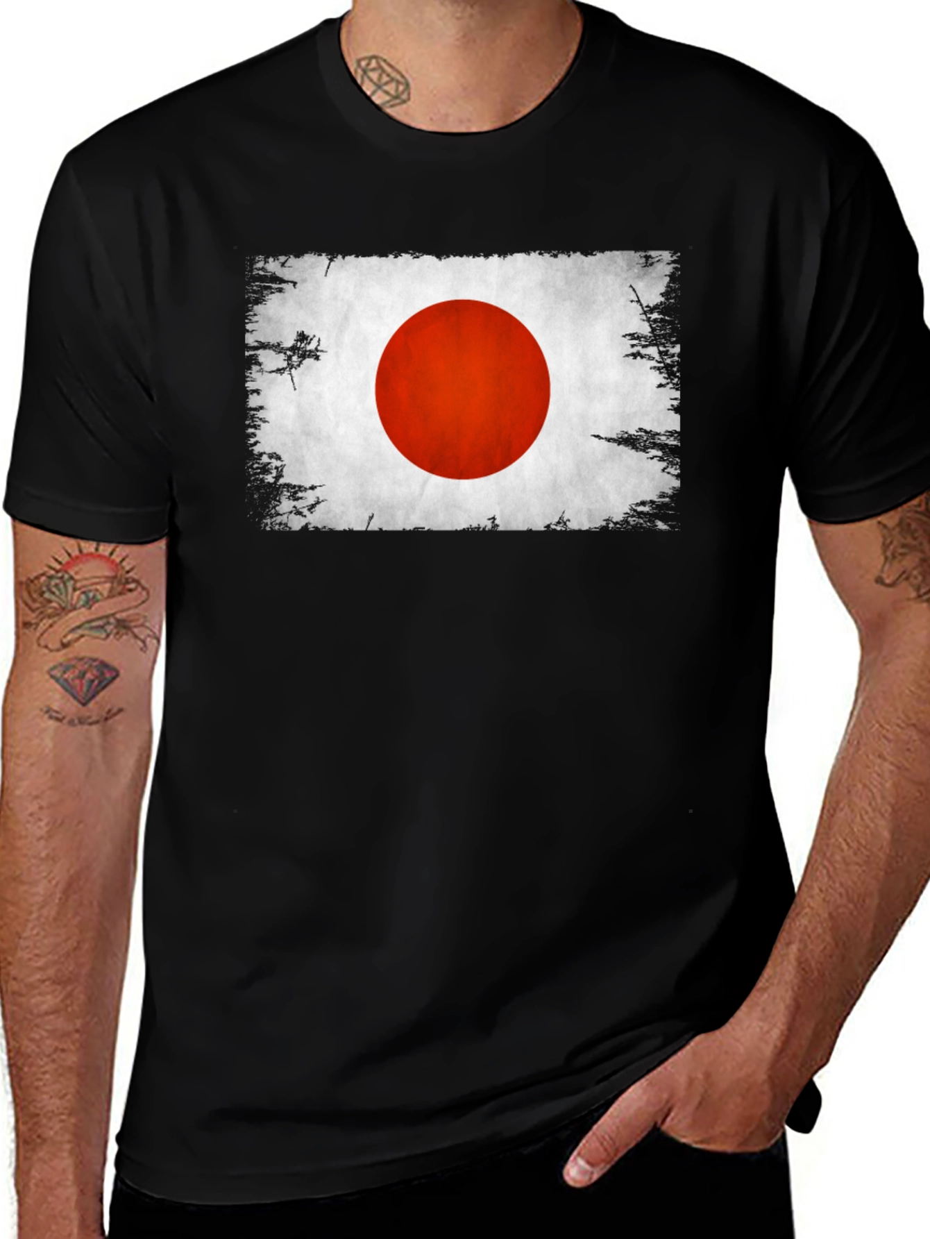 Variant 19 of Japan Flag Graphic T-Shirt Distressed Look
