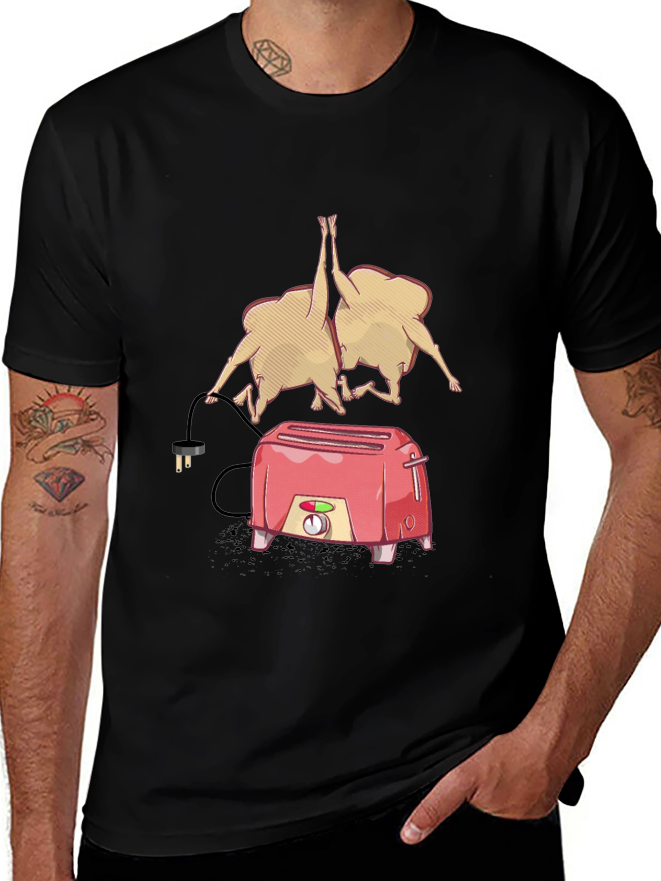 Variant 29 of Funny Toaster & Toast T-Shirt - Black Cotton Tee