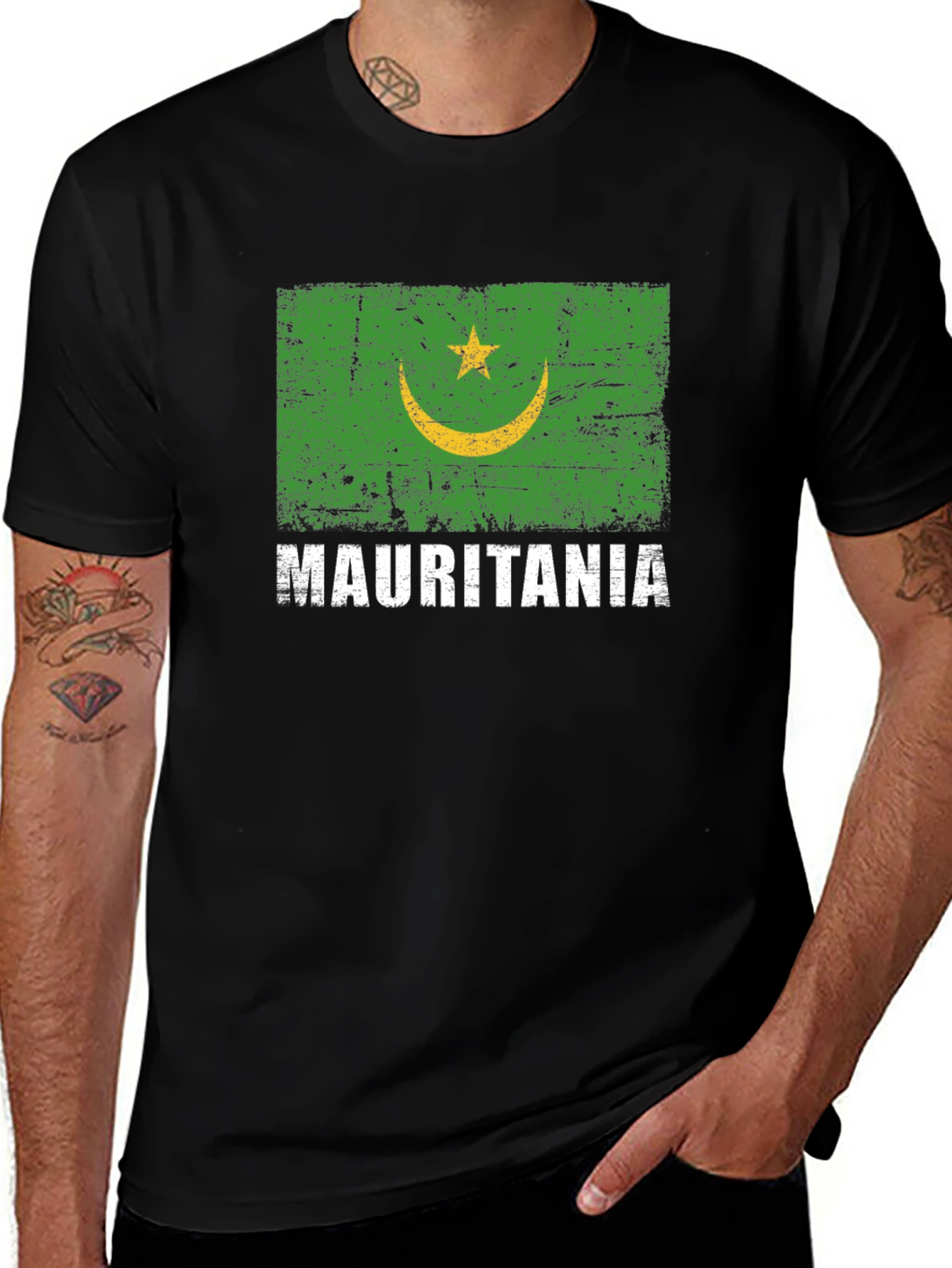 Variant 23 of Mauritania Flag T-Shirt - Distressed Graphic Tee