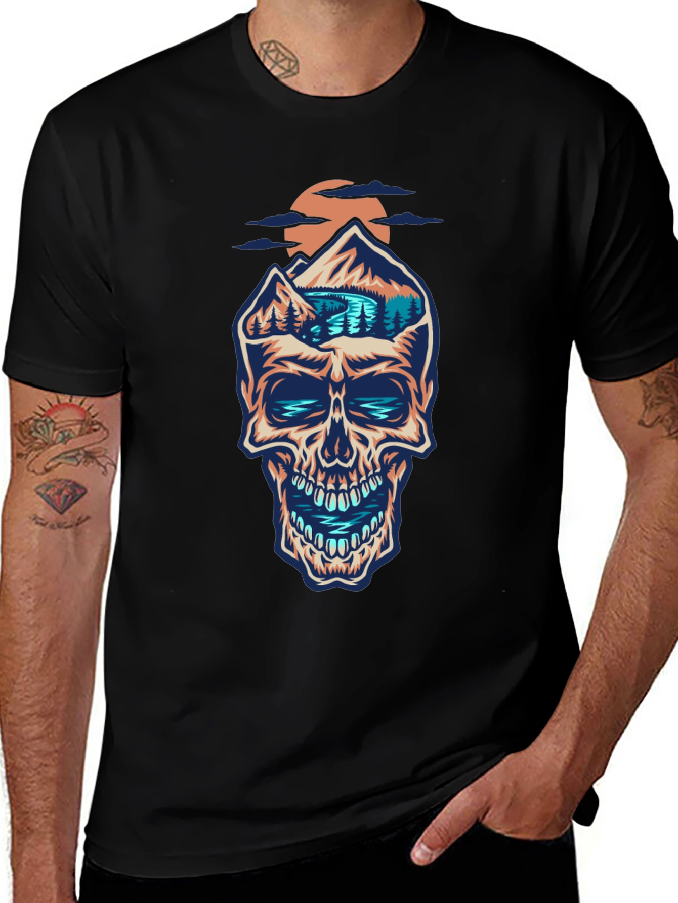 Variant 30 of Skull Mountain Graphic Tee - Unique Design