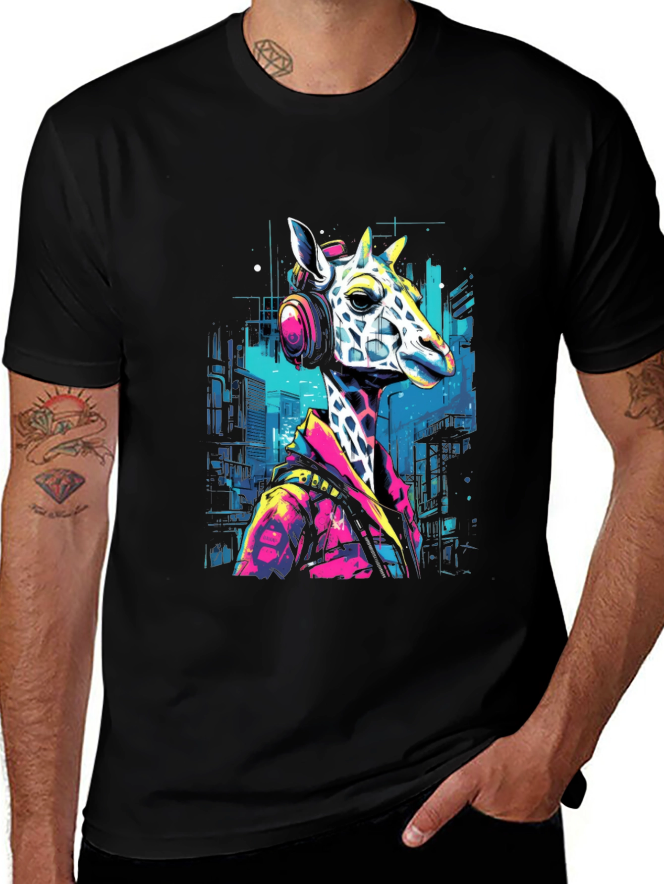 Variant 16 of Giraffe DJ Graphic Tee - Cool & Stylish
