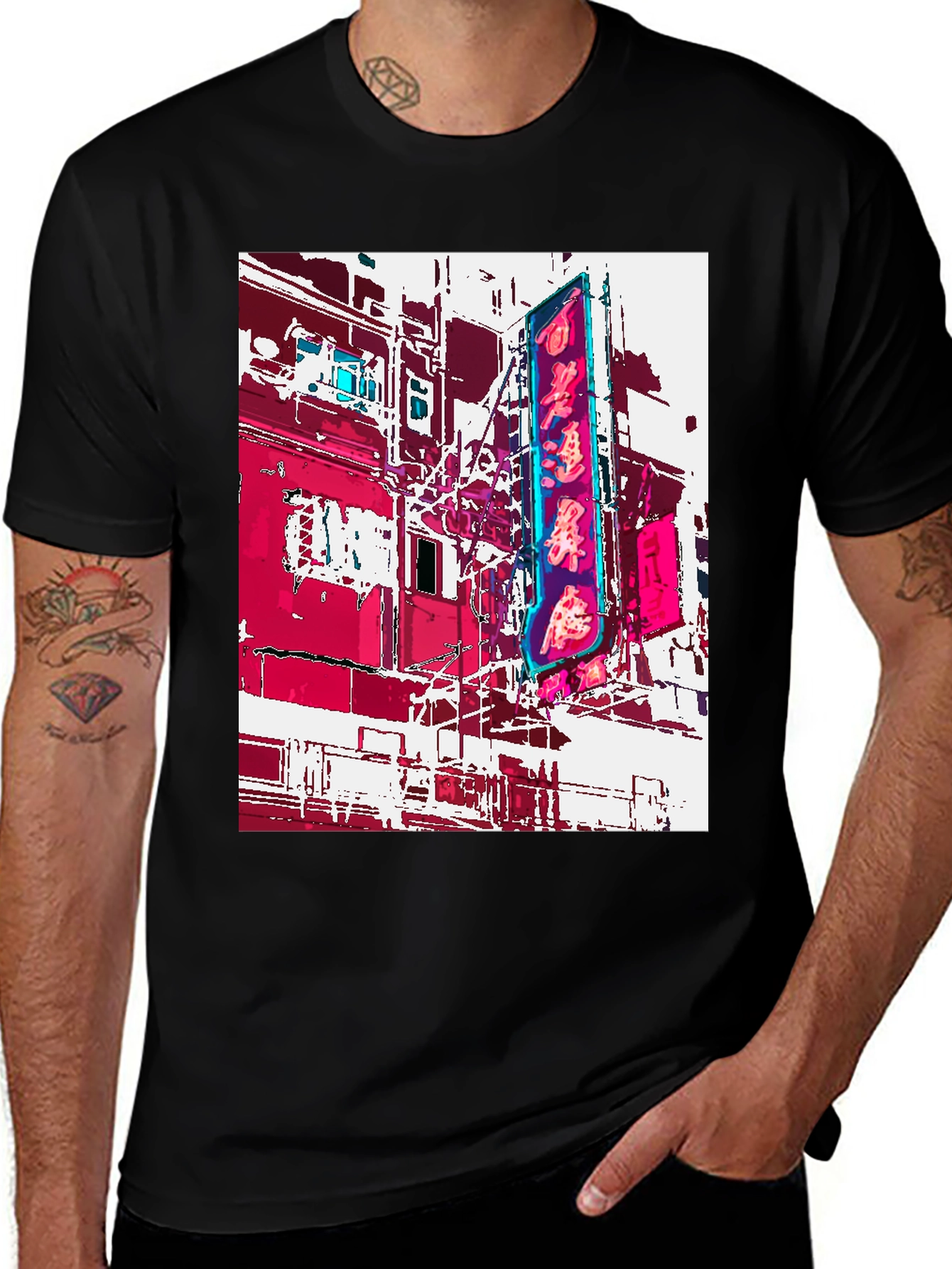 Variant 3 of Neon Cityscape Graphic Tee