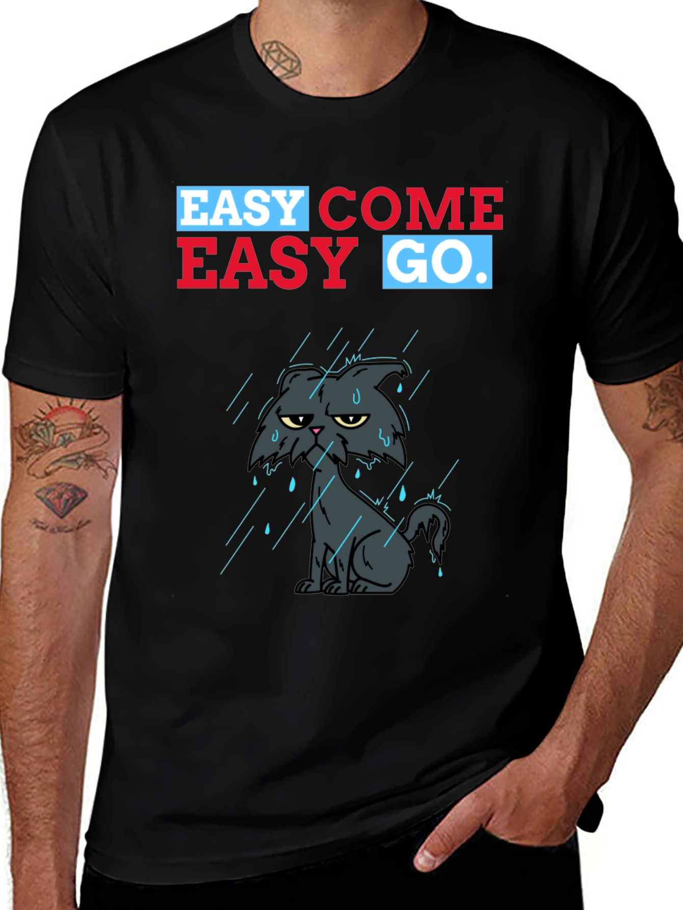 Black Easy Come Easy Go Grumpy Cat T-Shirt main image