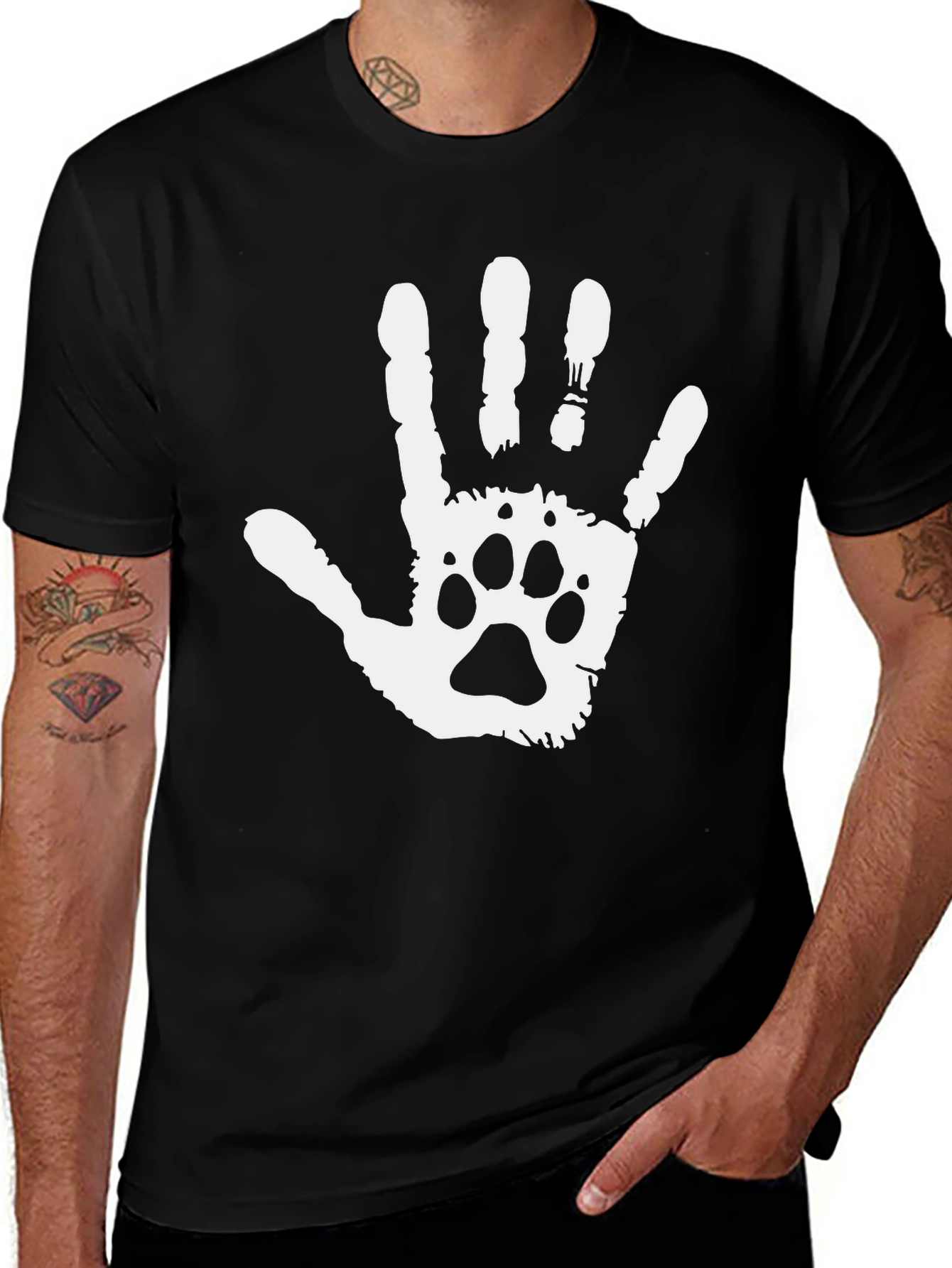 Handprint Paw Graphic Tee - Black T-Shirt