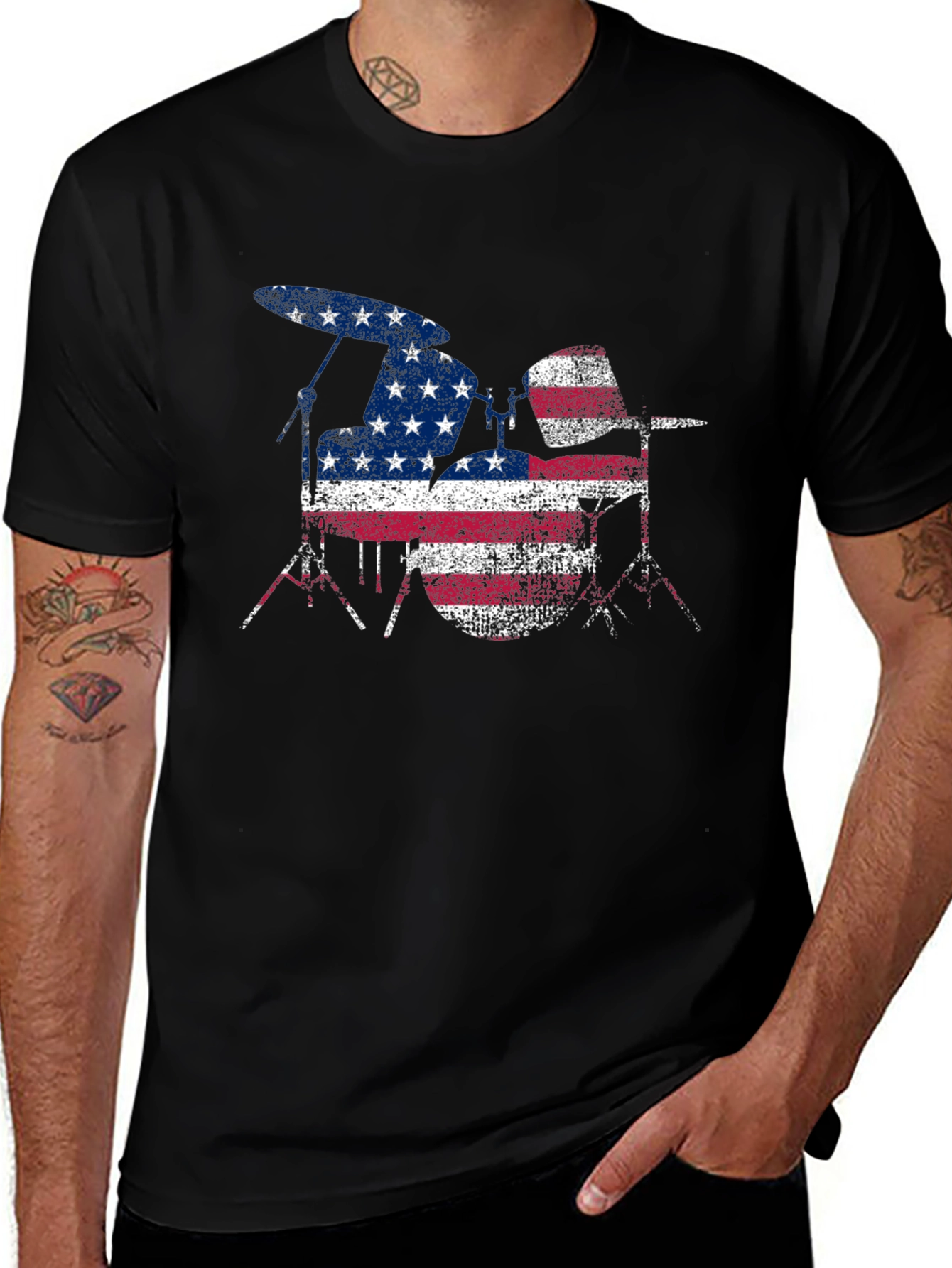 Variant 13 of American Flag Drum Set Men's T-Shirt