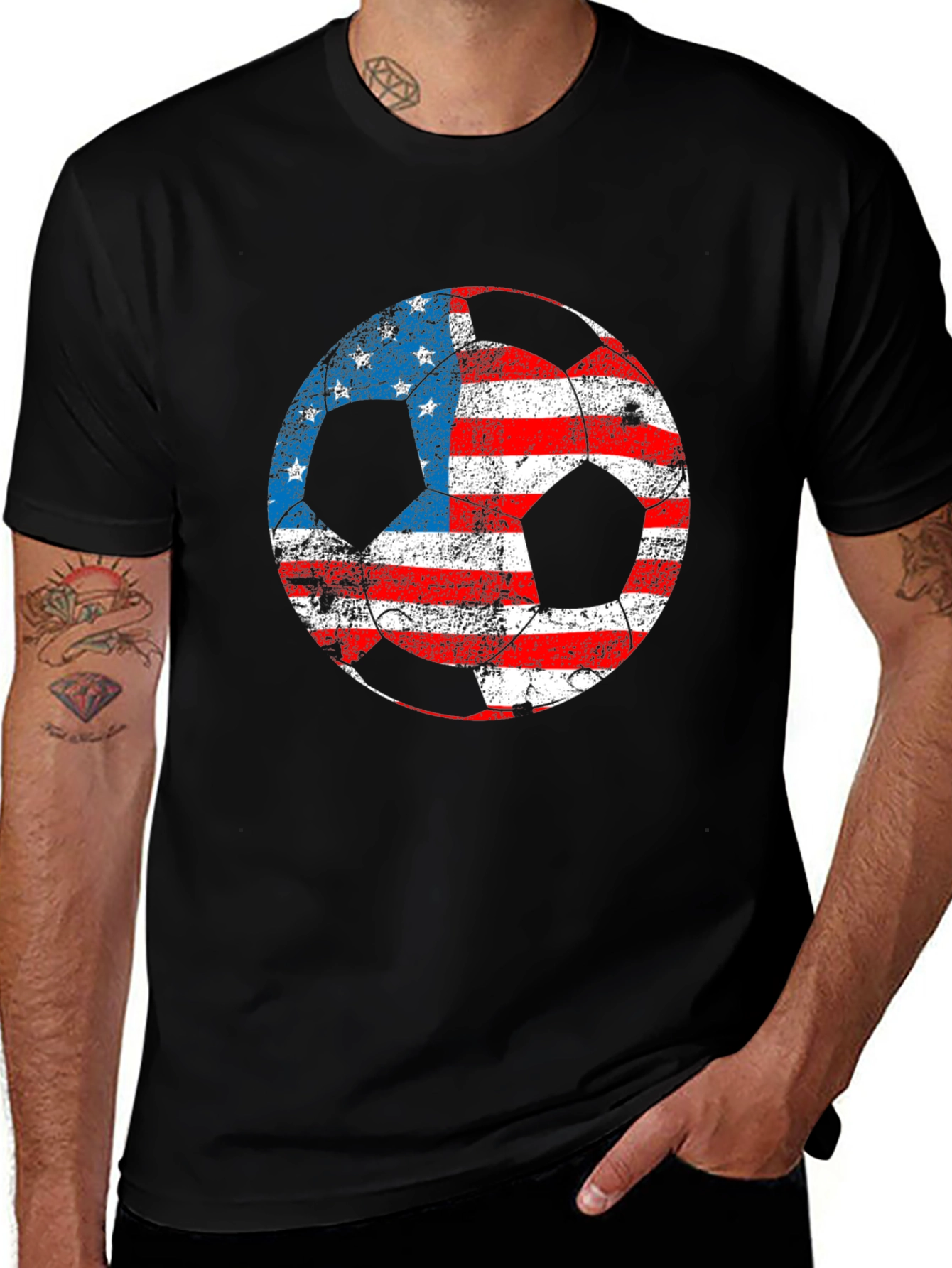 Variant 10 of USA Flag Soccer Ball Graphic T-Shirt