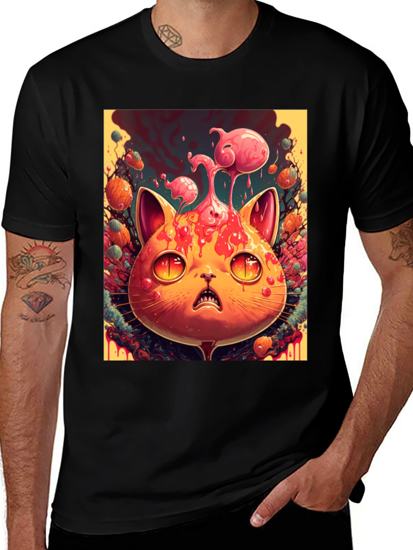 Variant 12 of Psychedelic Cat T-Shirt - Unique Graphic Tee