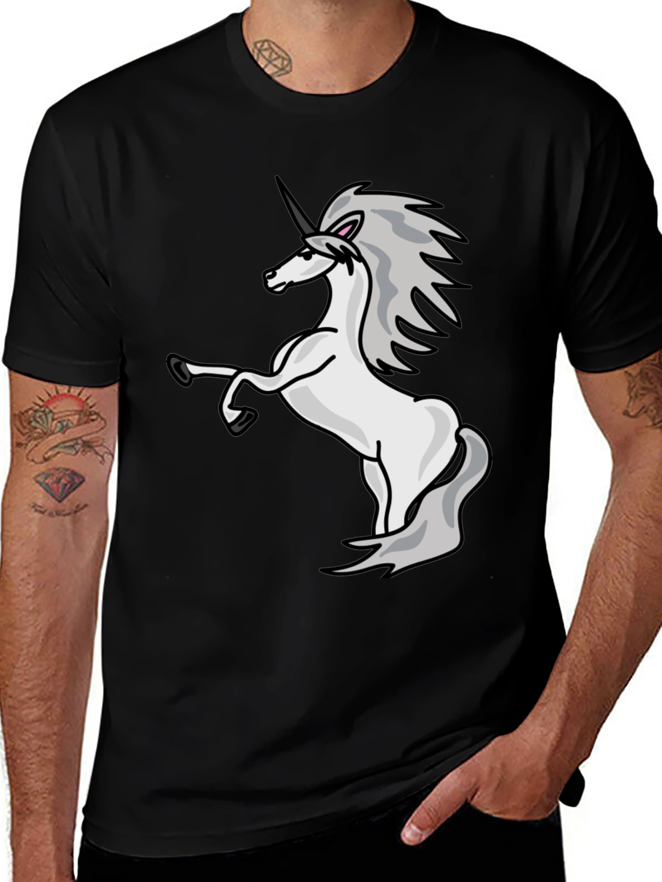 Variant 25 of Unicorn Graphic Tee - Men's Black T-Shirt