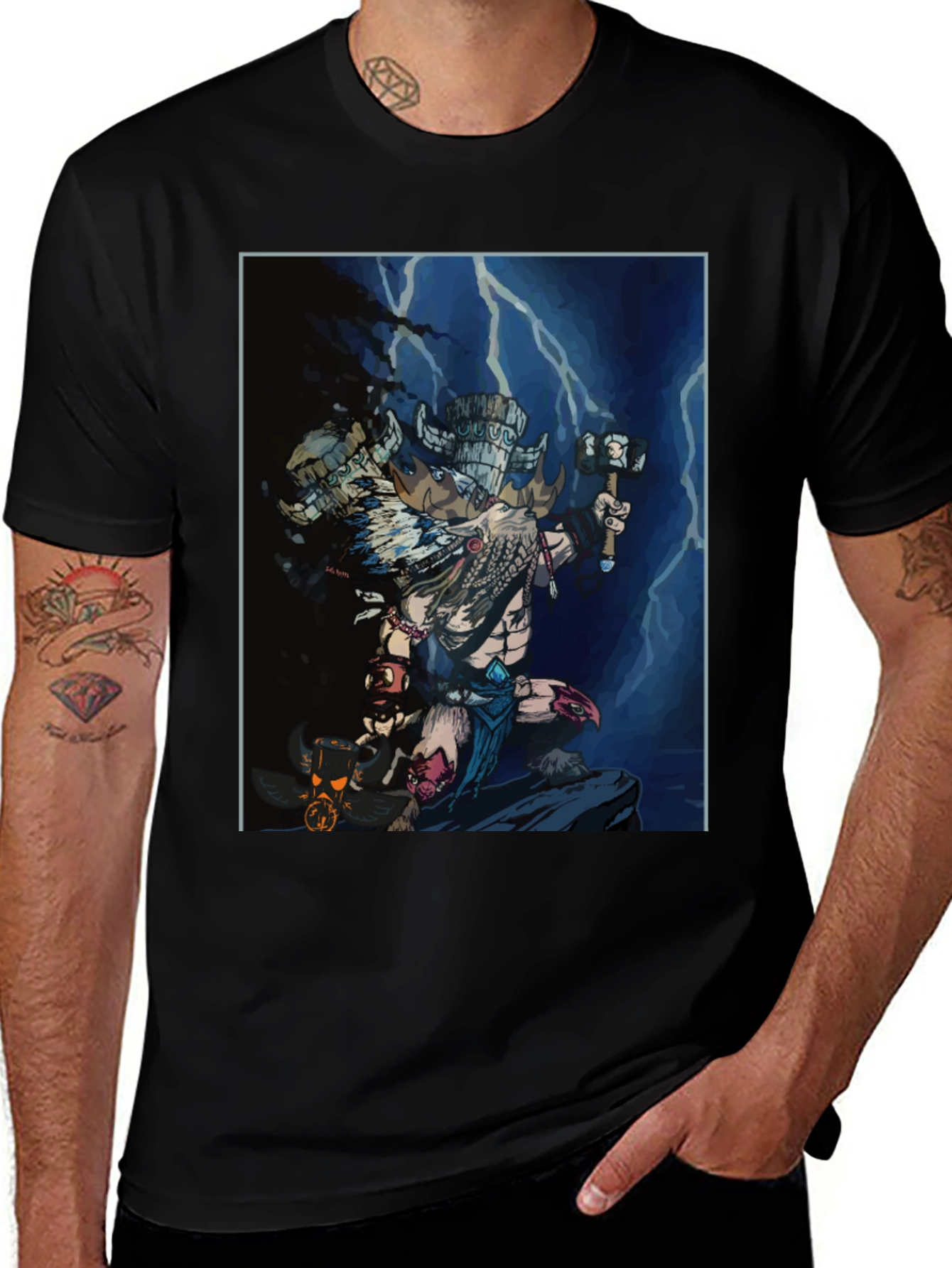 Variant 26 of Epic Graphic Print Tee - Mythical Warrior Design