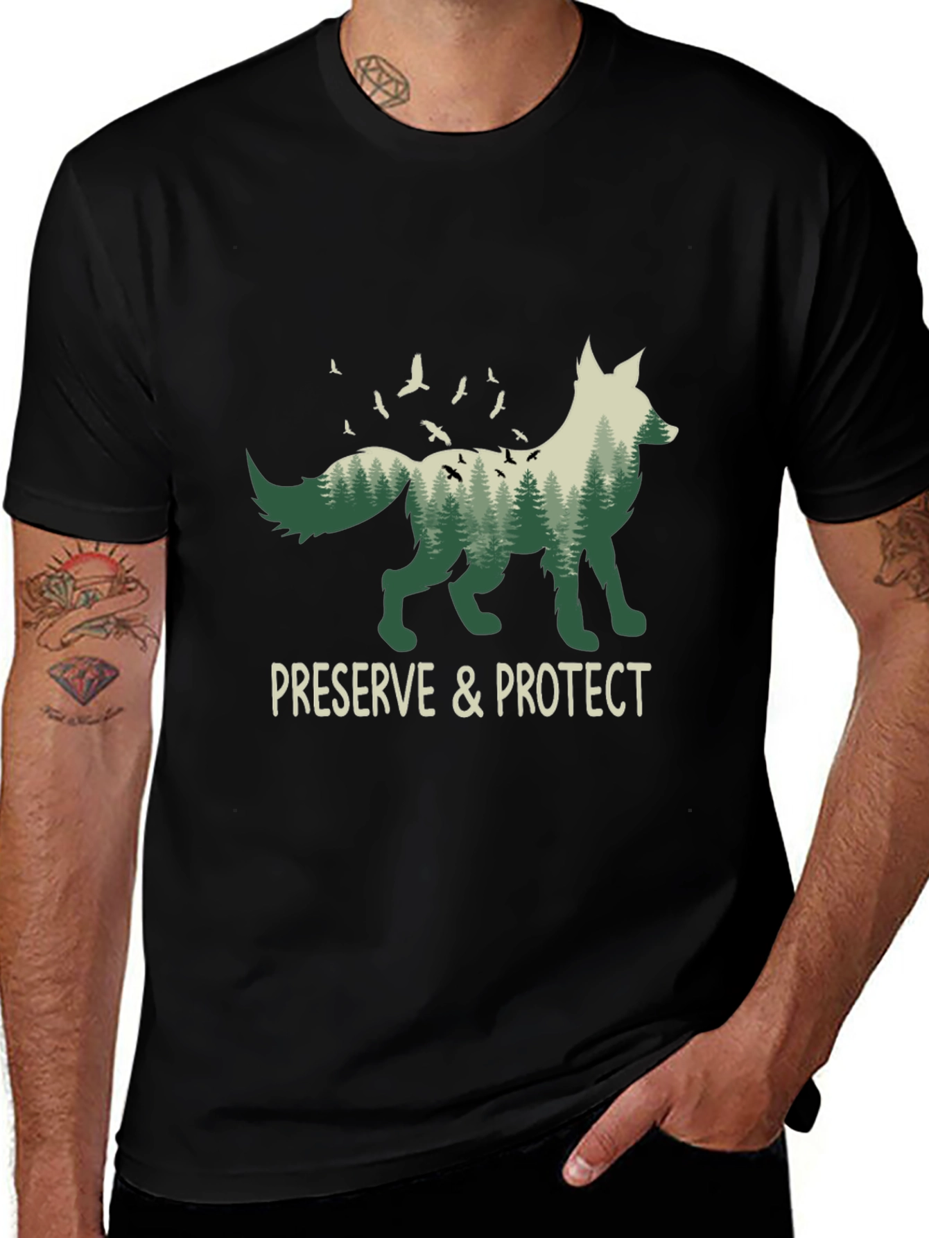 Variant 10 of Preserve & Protect Fox Graphic Tee - Nature Lover Shirt