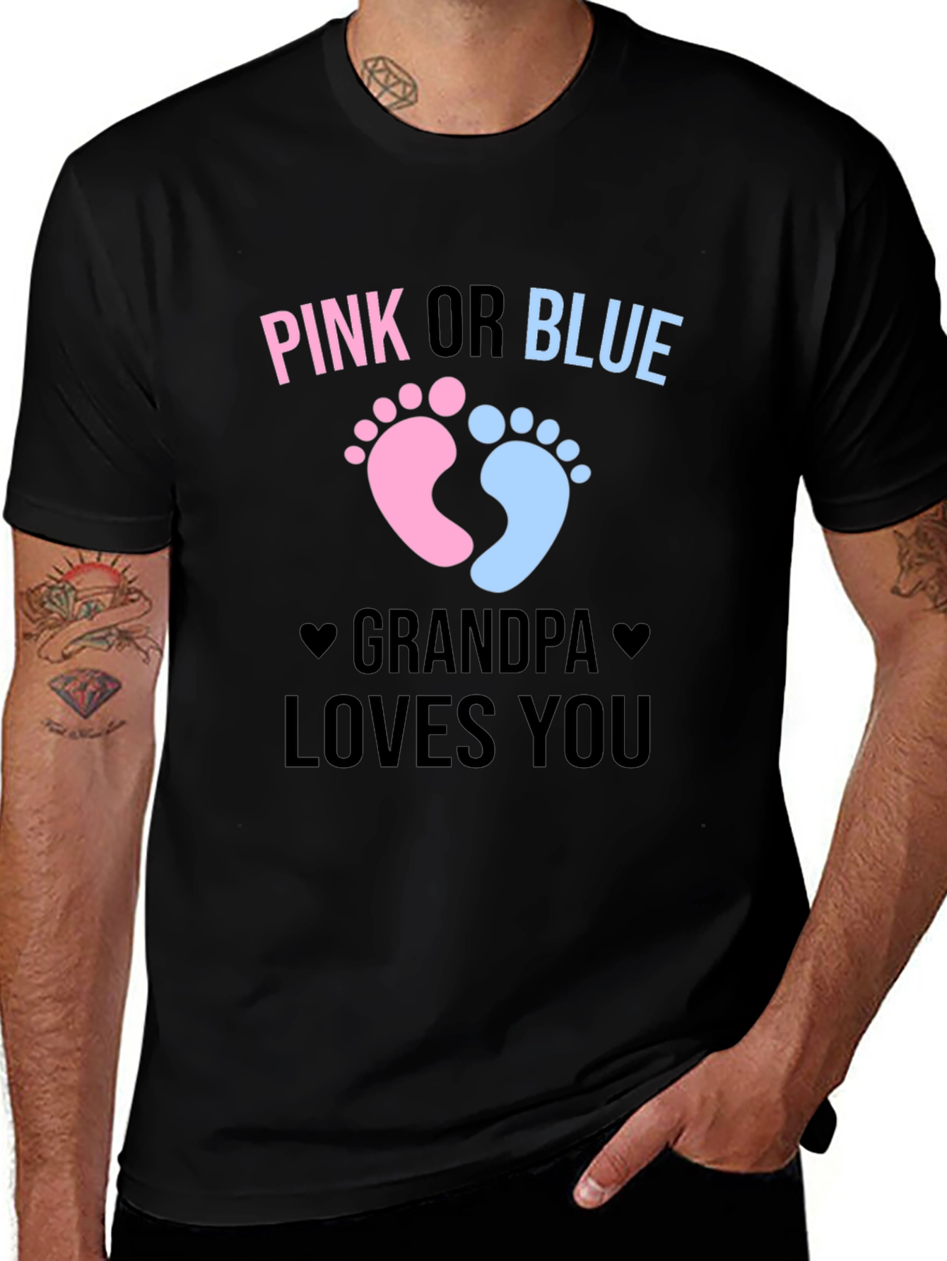 Pink or Blue Grandpa Loves You T-Shirt