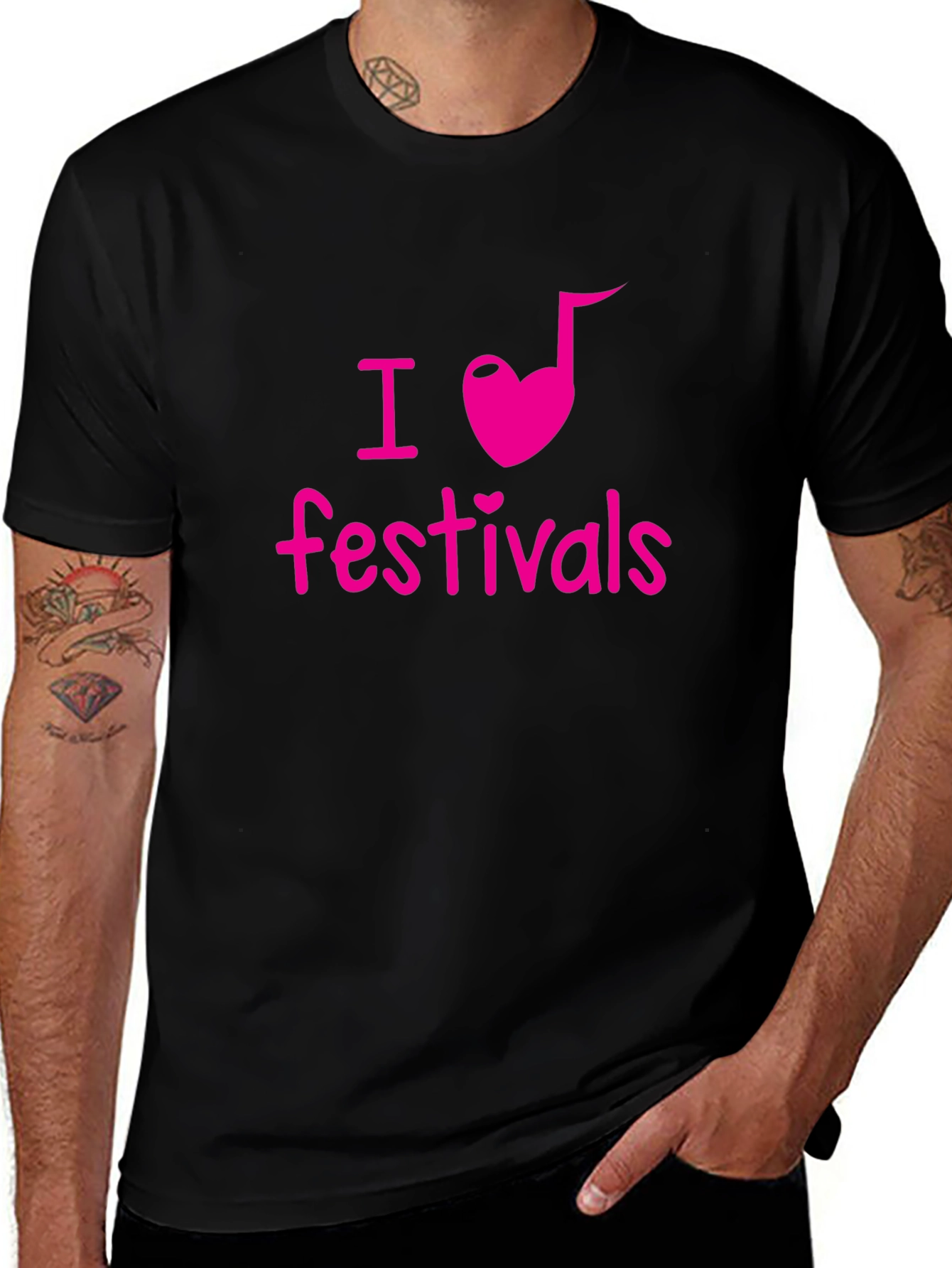 Variant 22 of I Heart Festivals Black Tee - Music Lover's T-Shirt