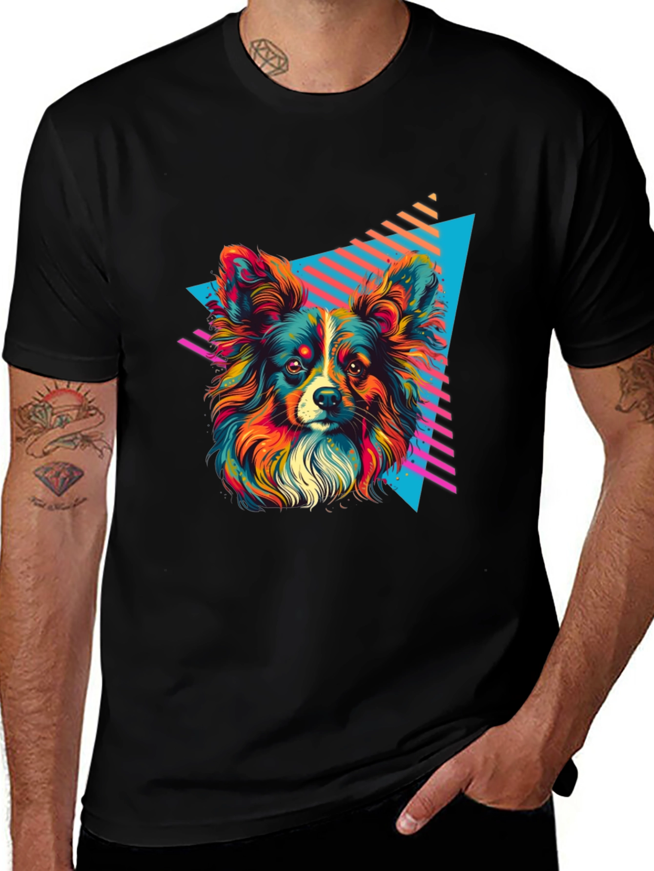 Variant 27 of Retro Dog Graphic Tee - Vivid 80s Style
