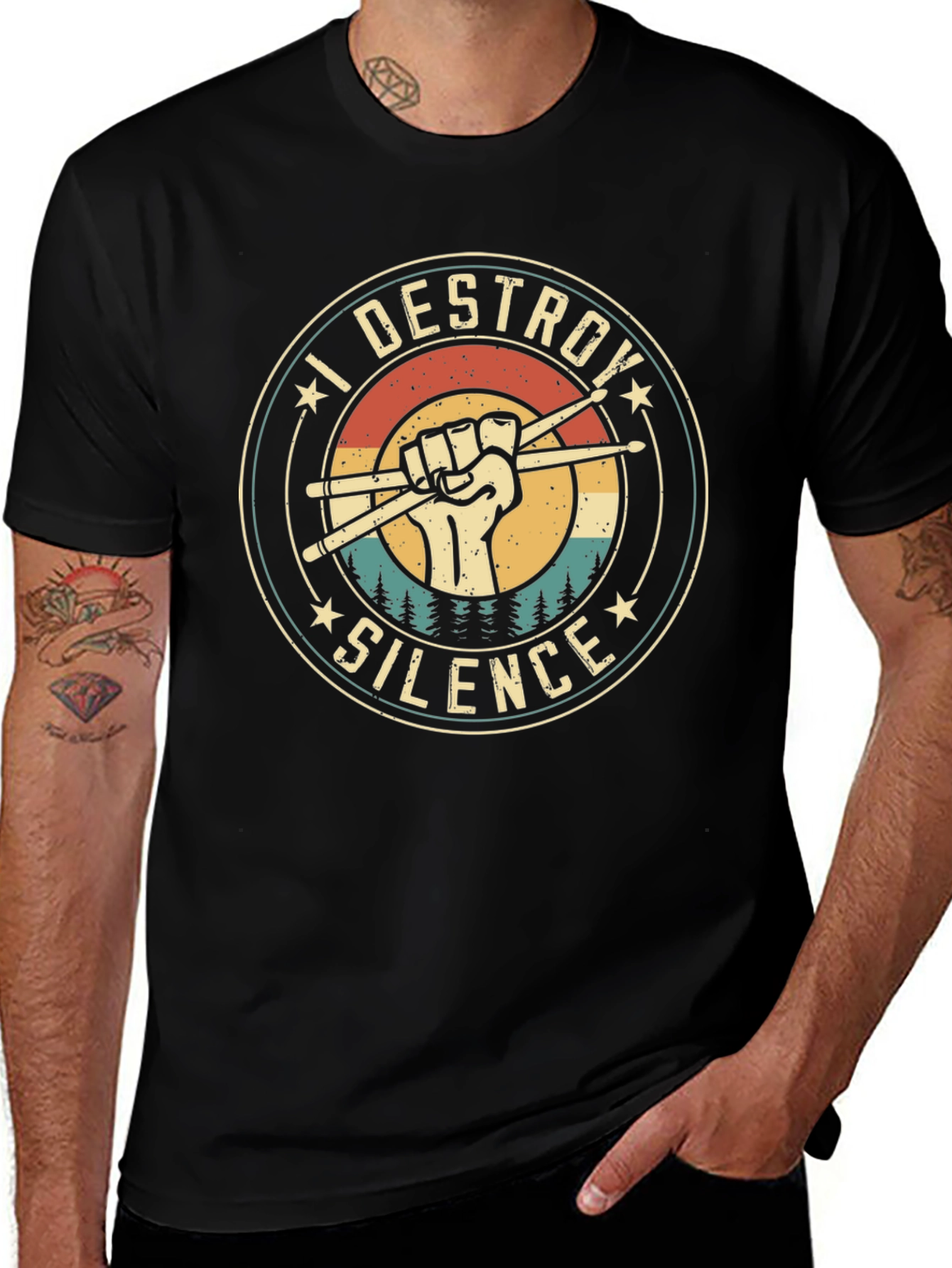 Variant 8 of I Destroy Silence Drummer T-Shirt