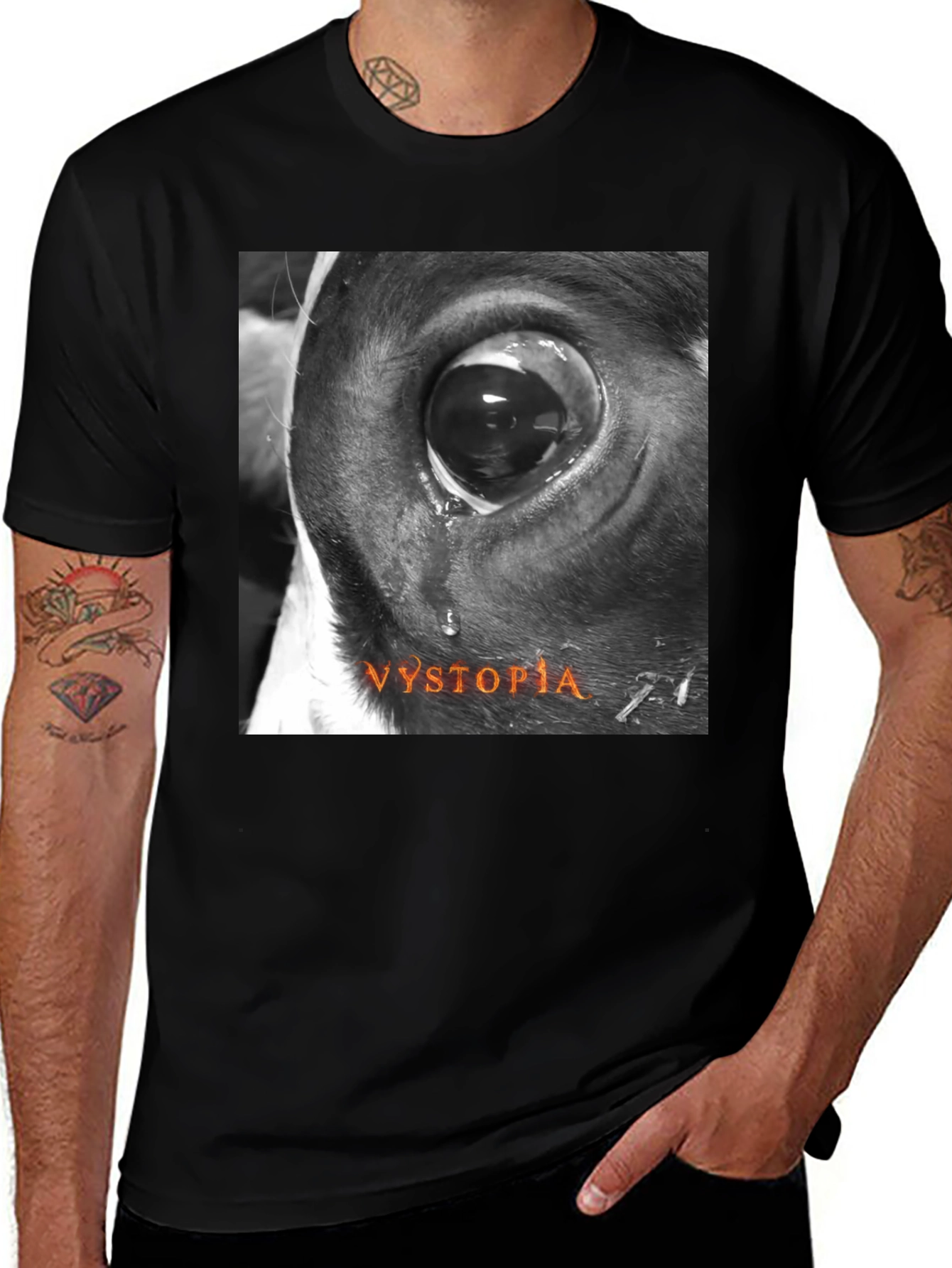 Variant 9 of Vystopia Graphic Tee - Unique Eye Design Black T-Shirt