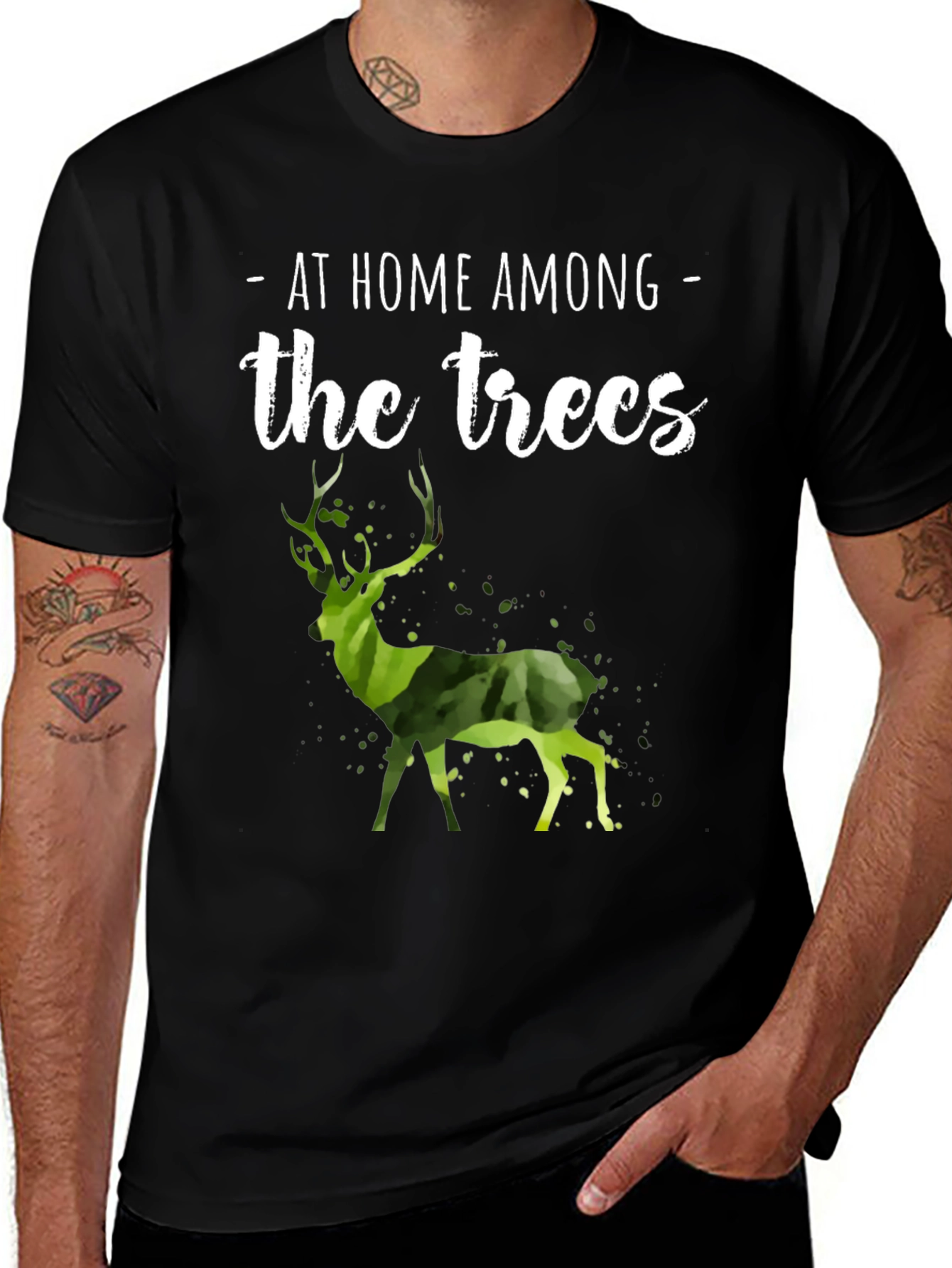 Variant 18 of At Home Among the Trees Deer Graphic Tee