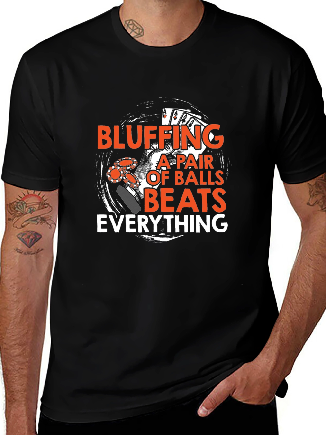 Variant 8 of Bluffing Poker Graphic Tee - Pair Beats All!