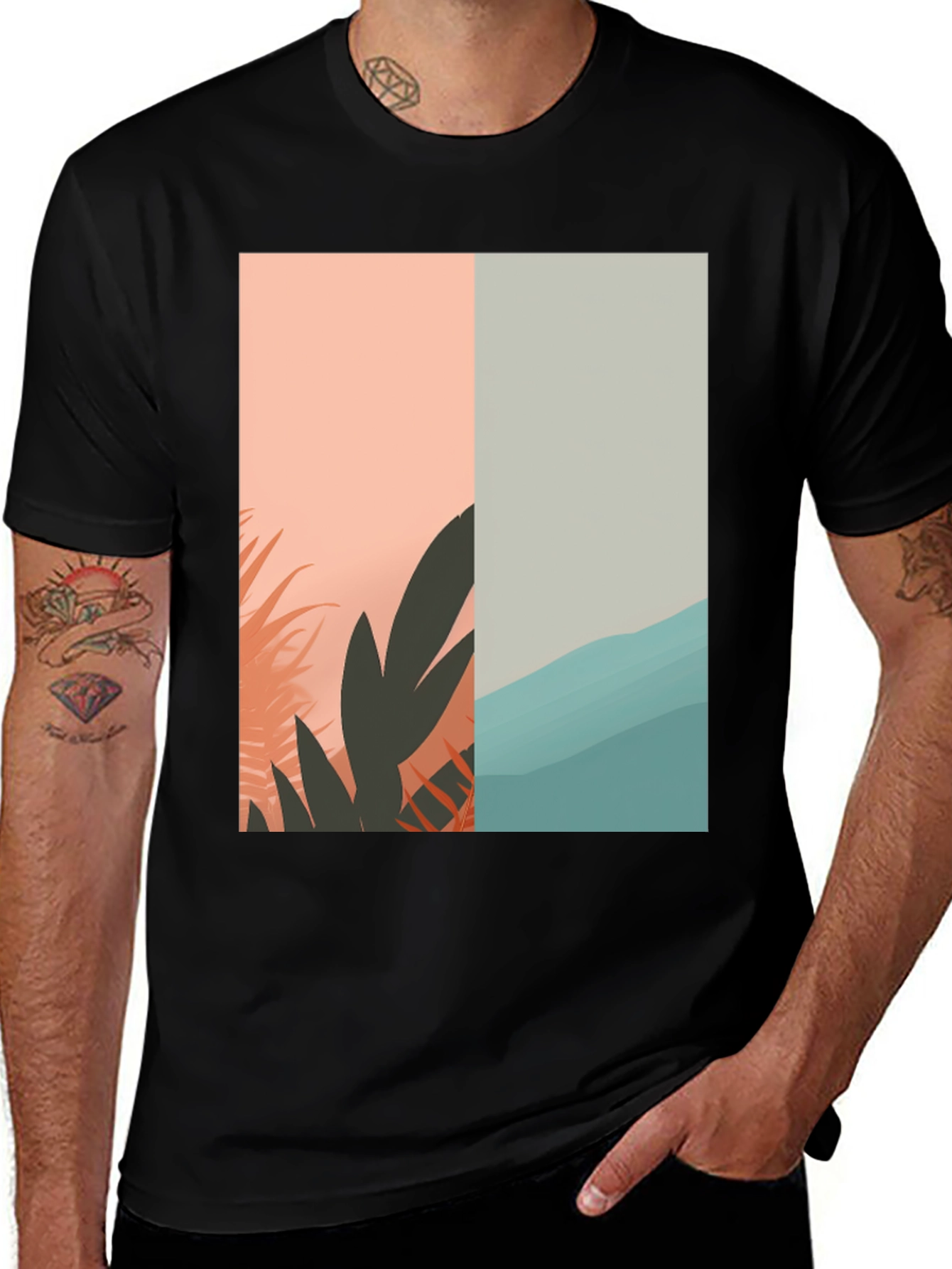 Variant 8 of Modern Graphic Tee - Abstract Tropical Design