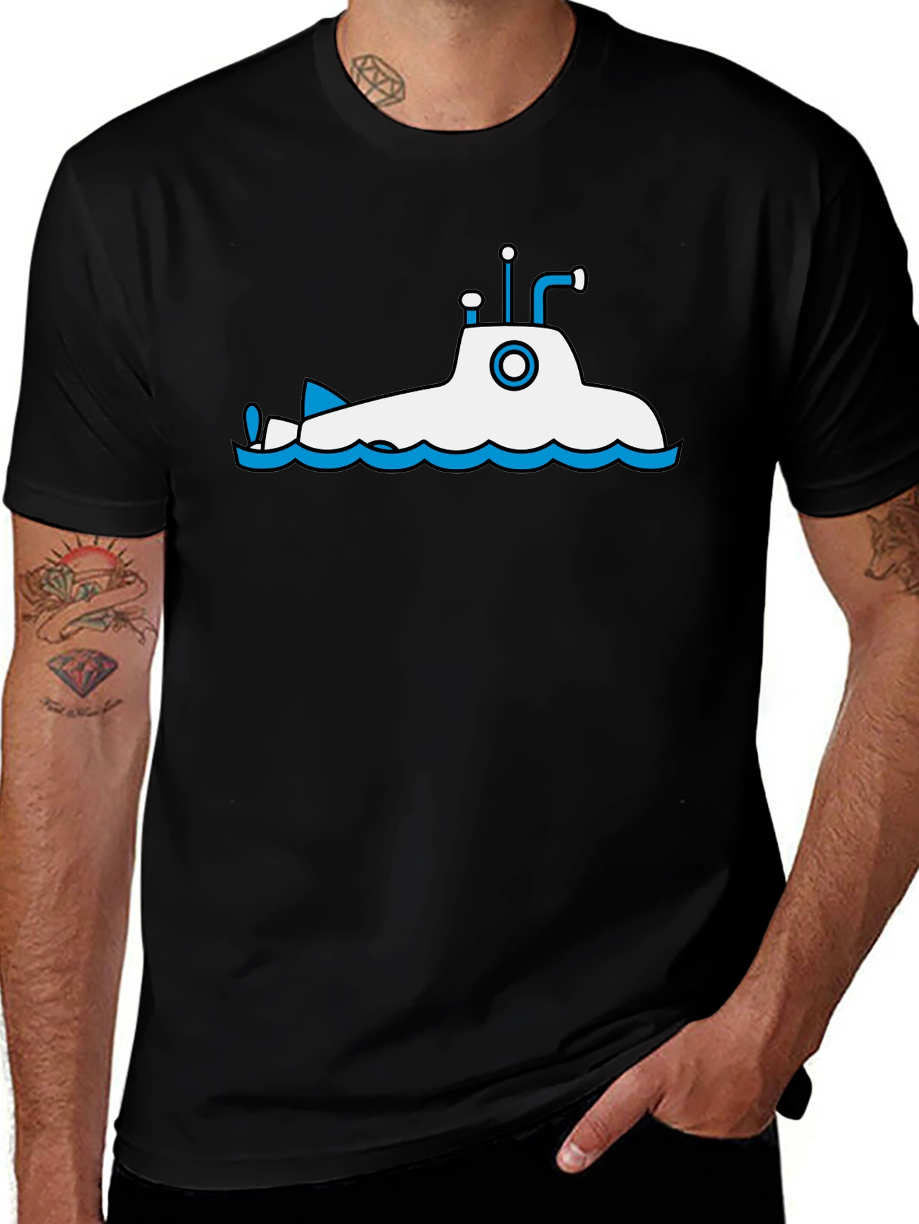 Variant 10 of Submarine Graphic Tee - Black Cotton T-Shirt