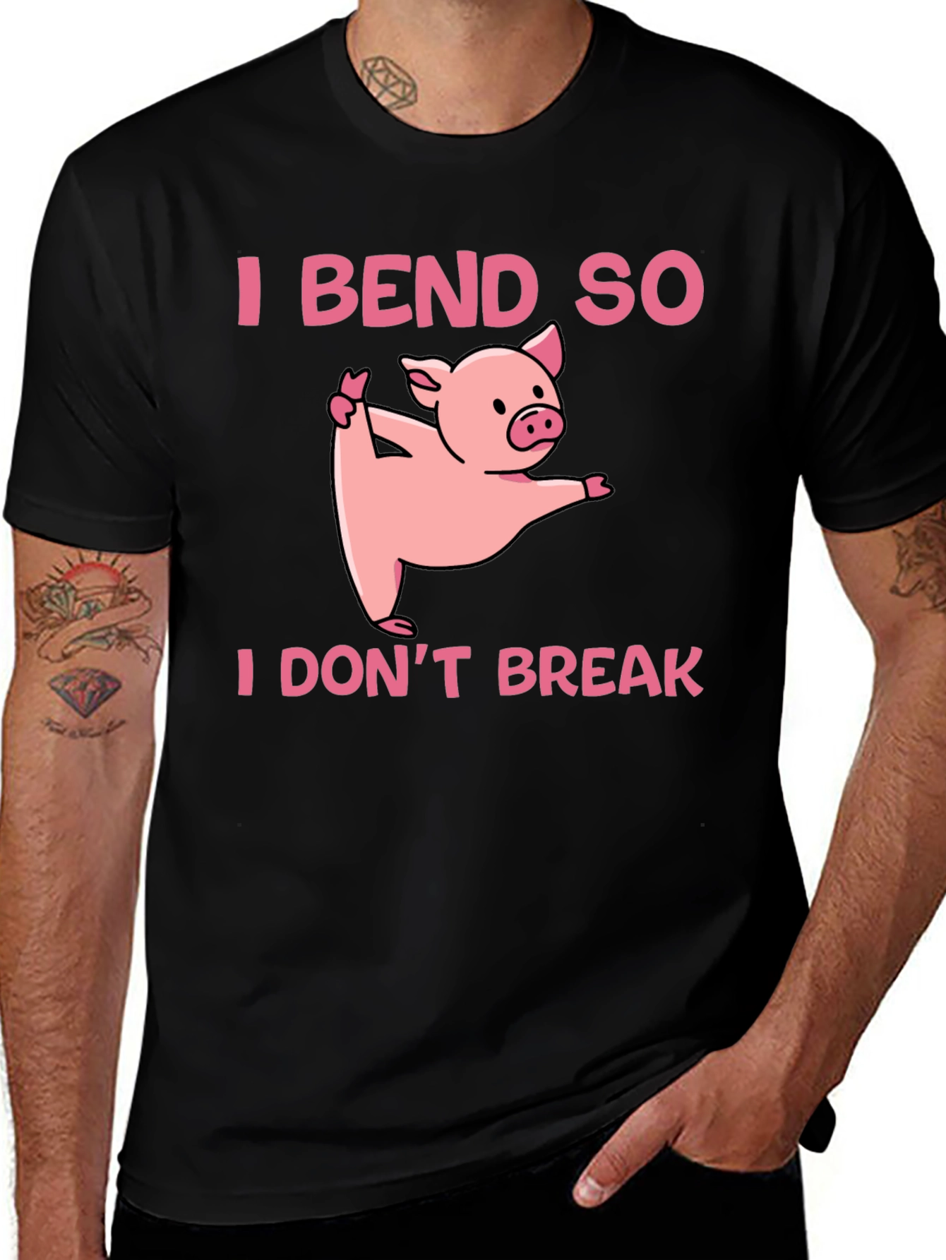 Variant 11 of Yoga Pig T-Shirt - I Bend So I Don't Break