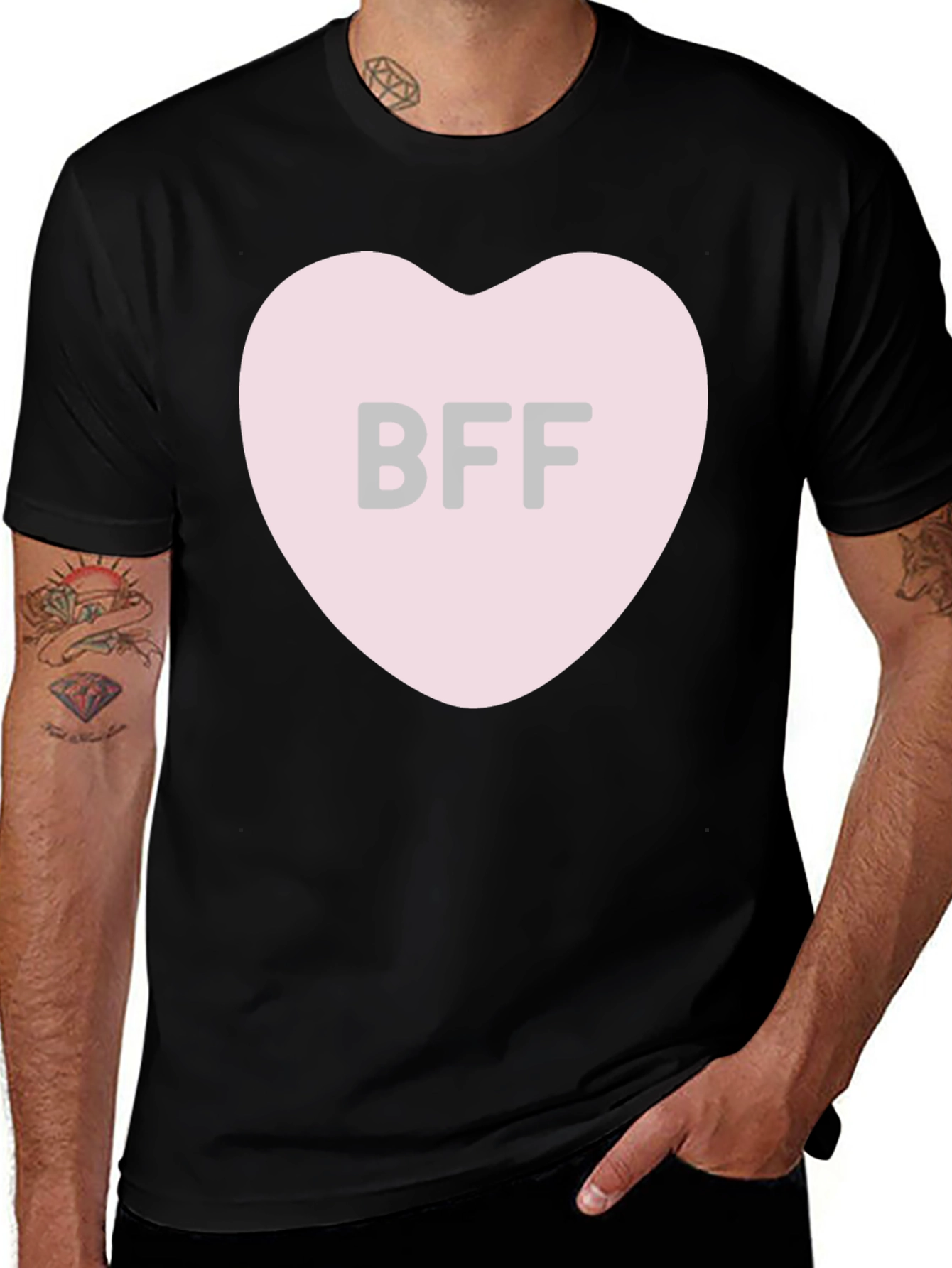 Variant 2 of BFF Heart Graphic Black T-Shirt
