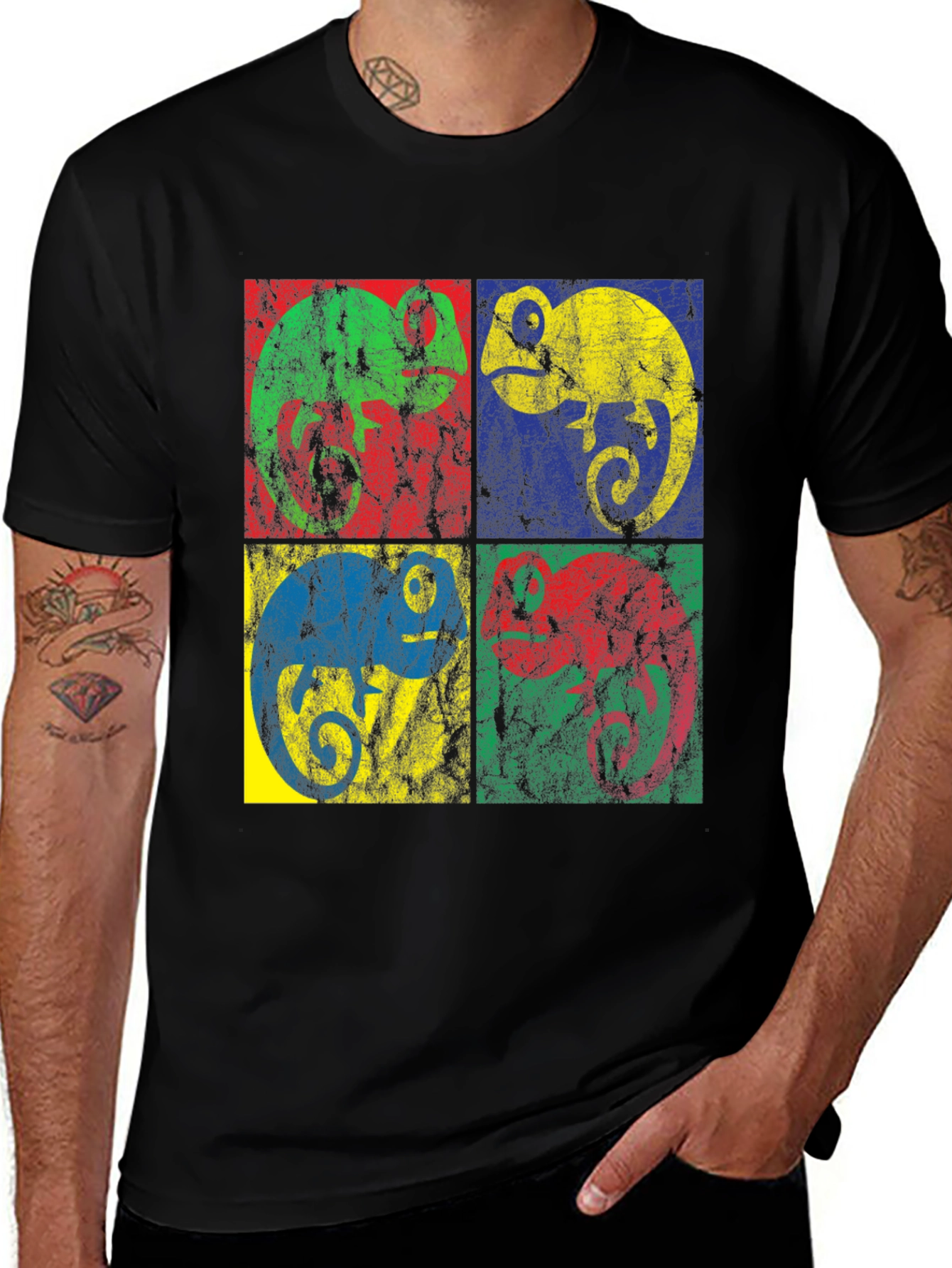 Variant 5 of Retro Chameleon Pop Art Graphic Tee