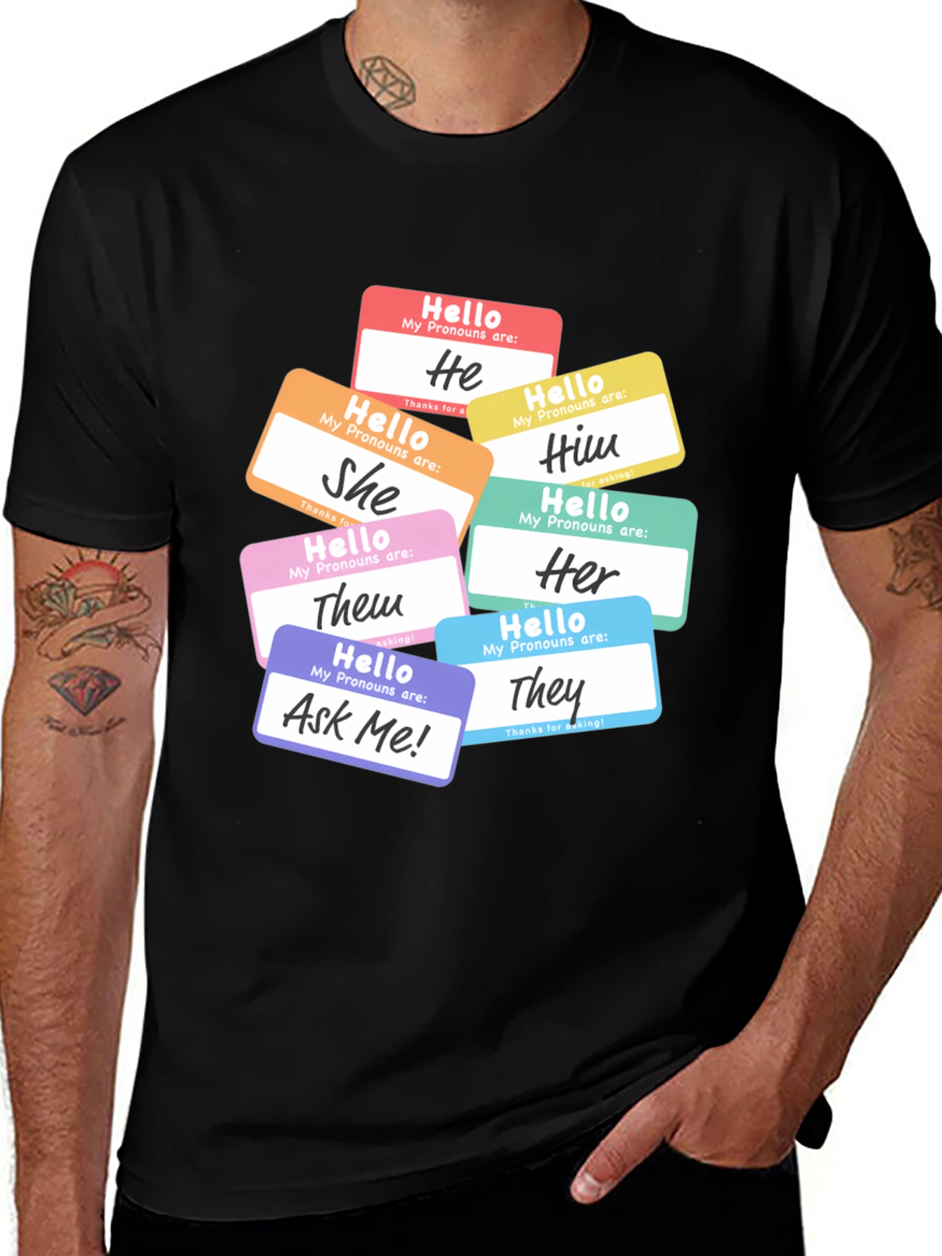 Variant 26 of Pronoun Name Tag T-Shirt - Express Yourself