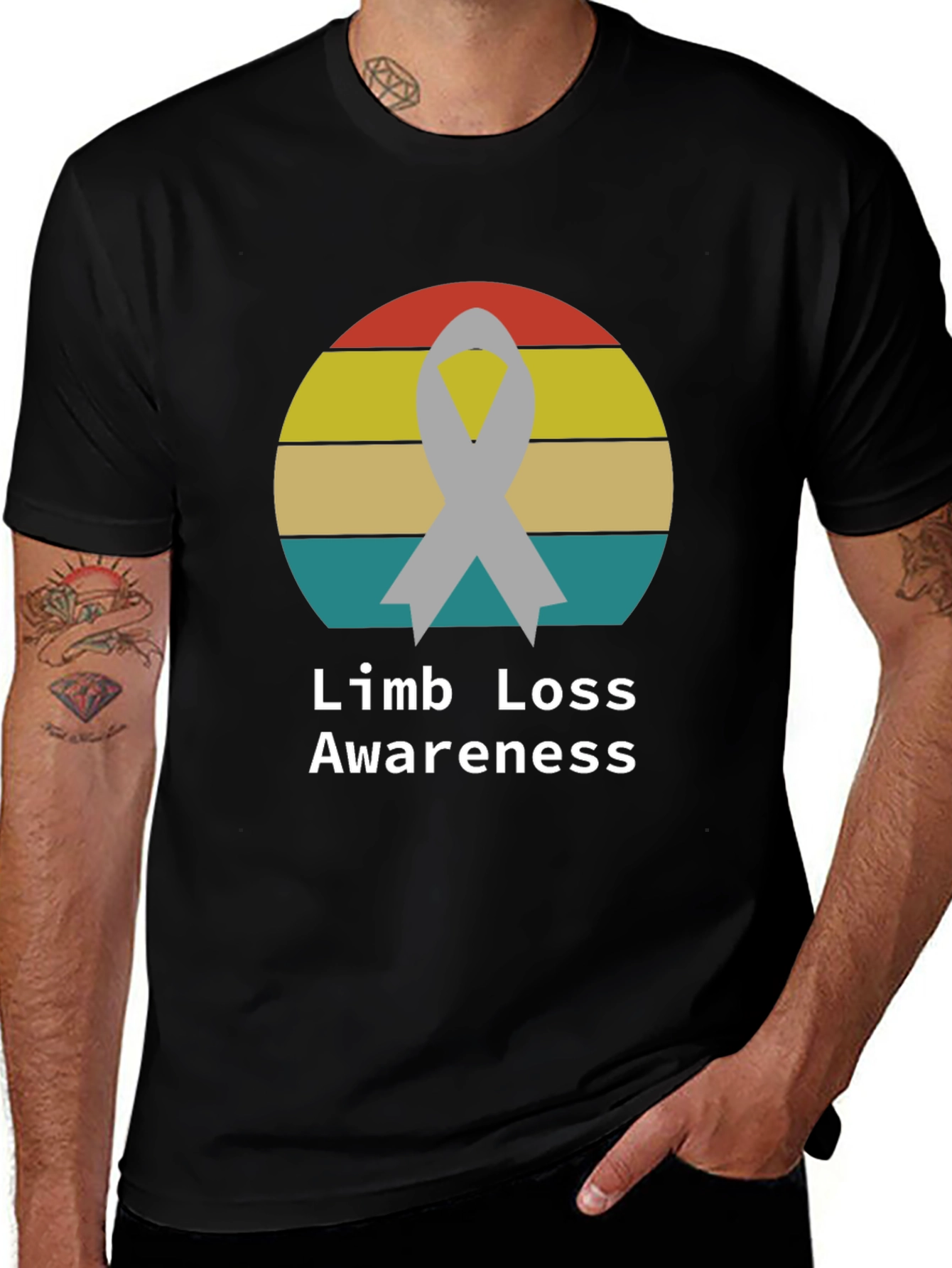 Limb Loss Awareness T-Shirt - Retro Sunset Design