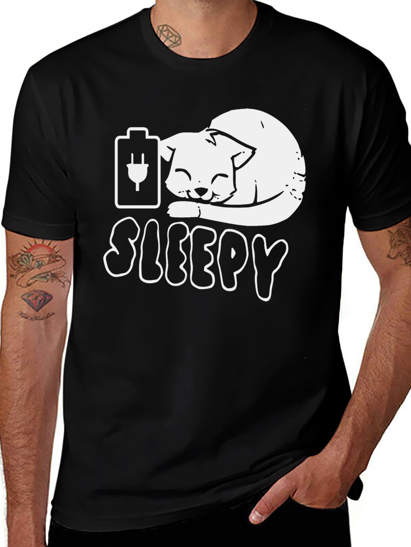Variant 28 of Sleepy Cat T-Shirt - Recharge Your Cuteness!