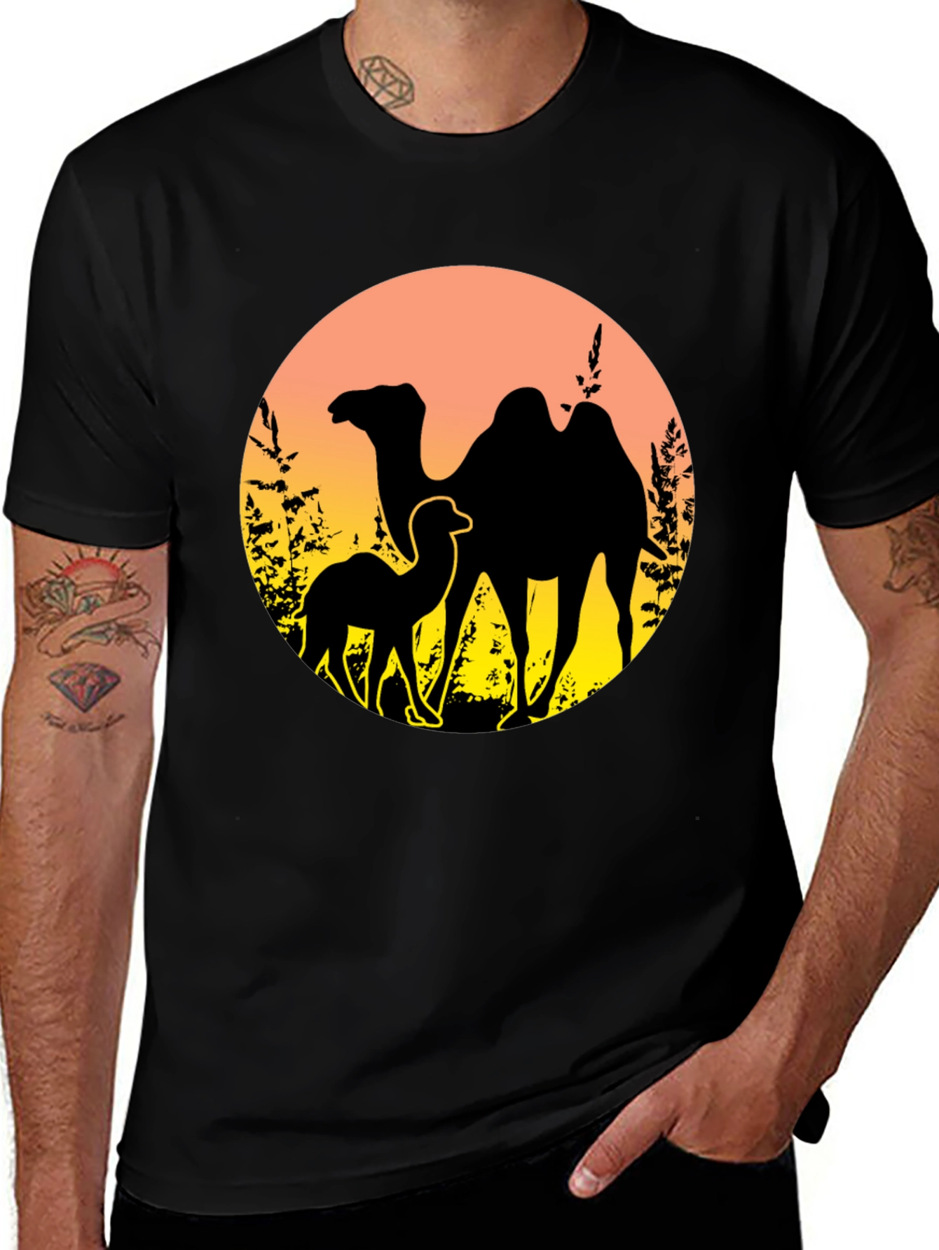 Variant 2 of Camel Silhouette Graphic Tee - Black